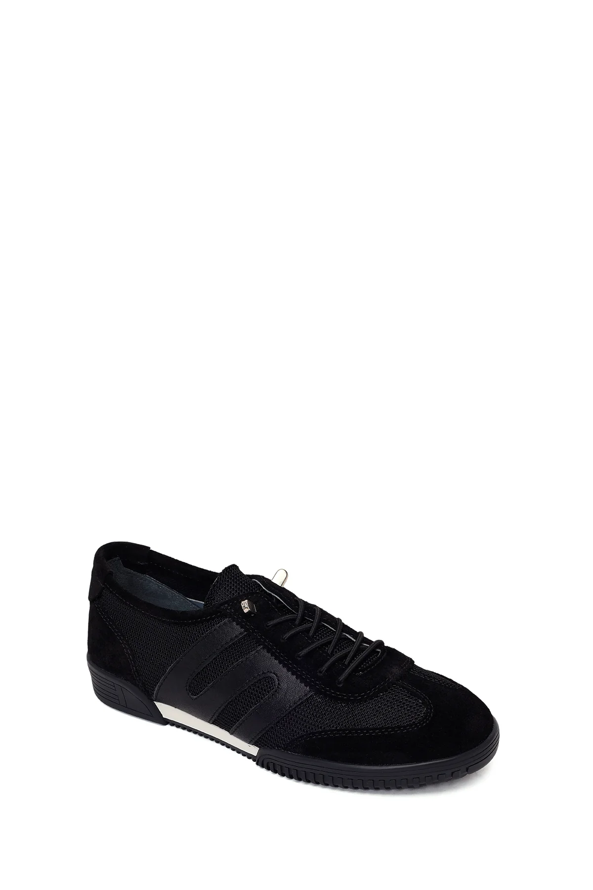 Kadın Siyah Bağcıklı Deri Sneaker - Image 7