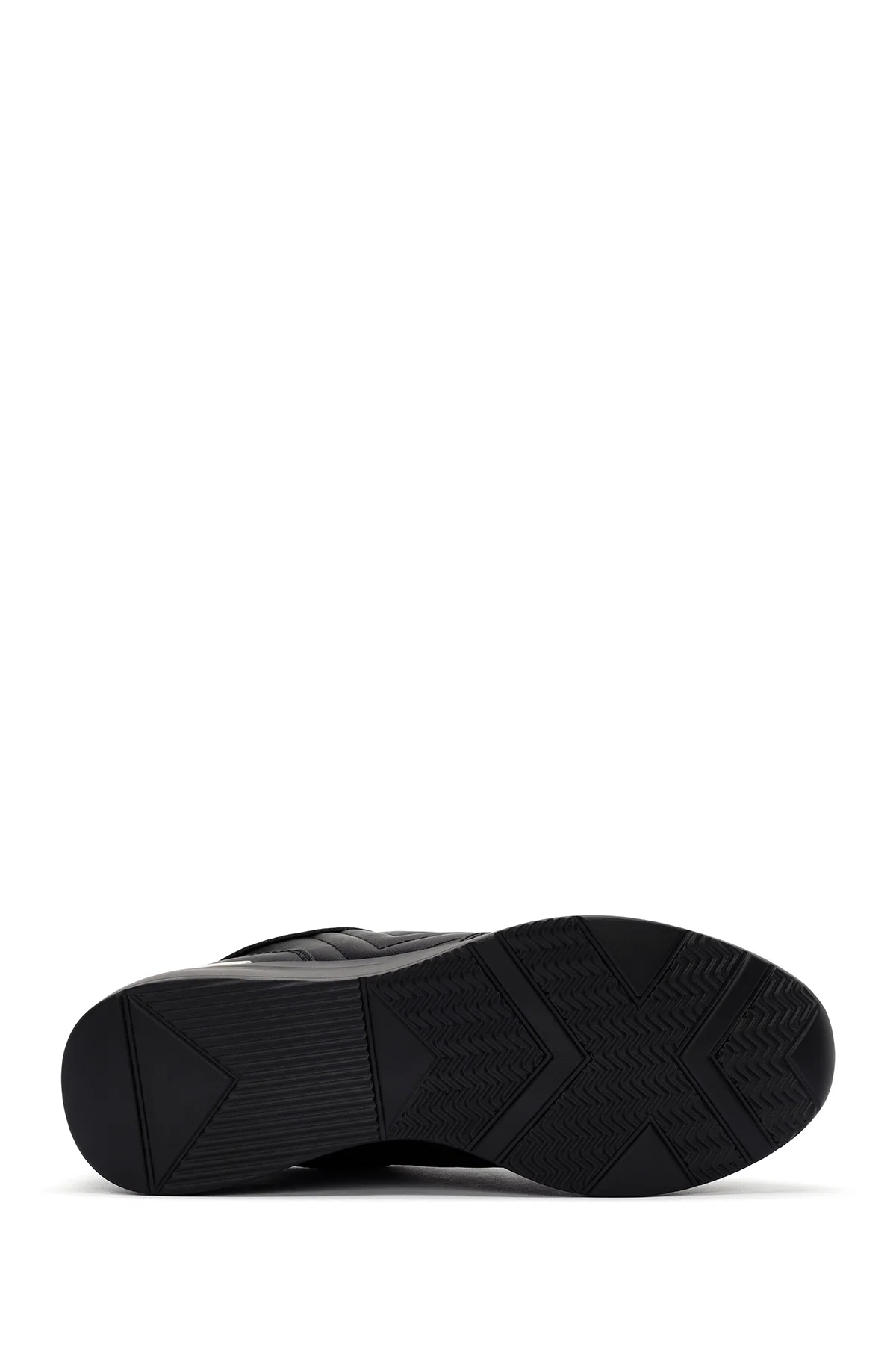 Kadın Siyah Bağcıklı Dolgu Topuklu Deri Sneaker - Image 4