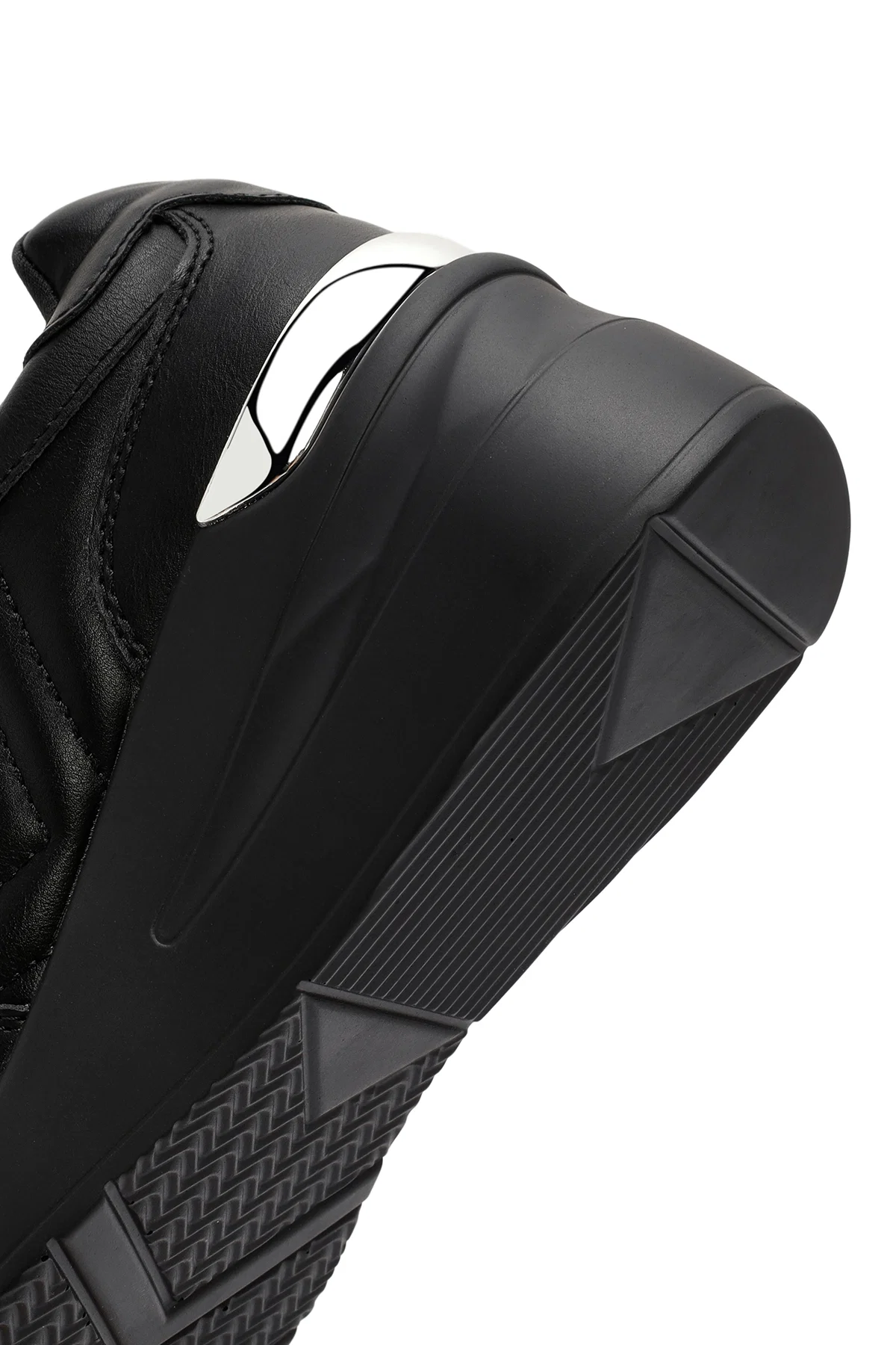 Kadın Siyah Bağcıklı Dolgu Topuklu Deri Sneaker - Image 8