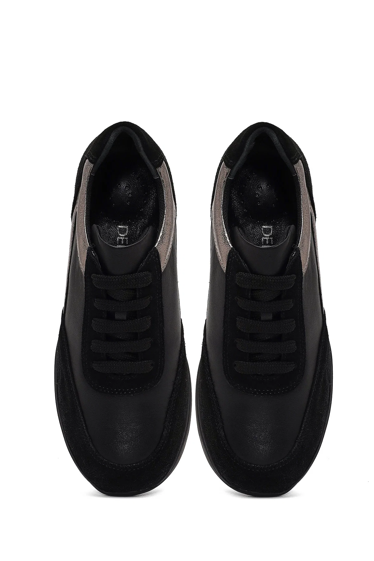 Kadın Siyah Bağcıklı Dolgu Topuklu Deri Sneaker - Image 7