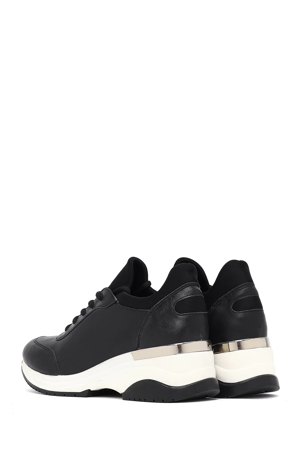 Kadın Siyah Bağcıklı Dolgu Topuklu Sneaker - Image 5