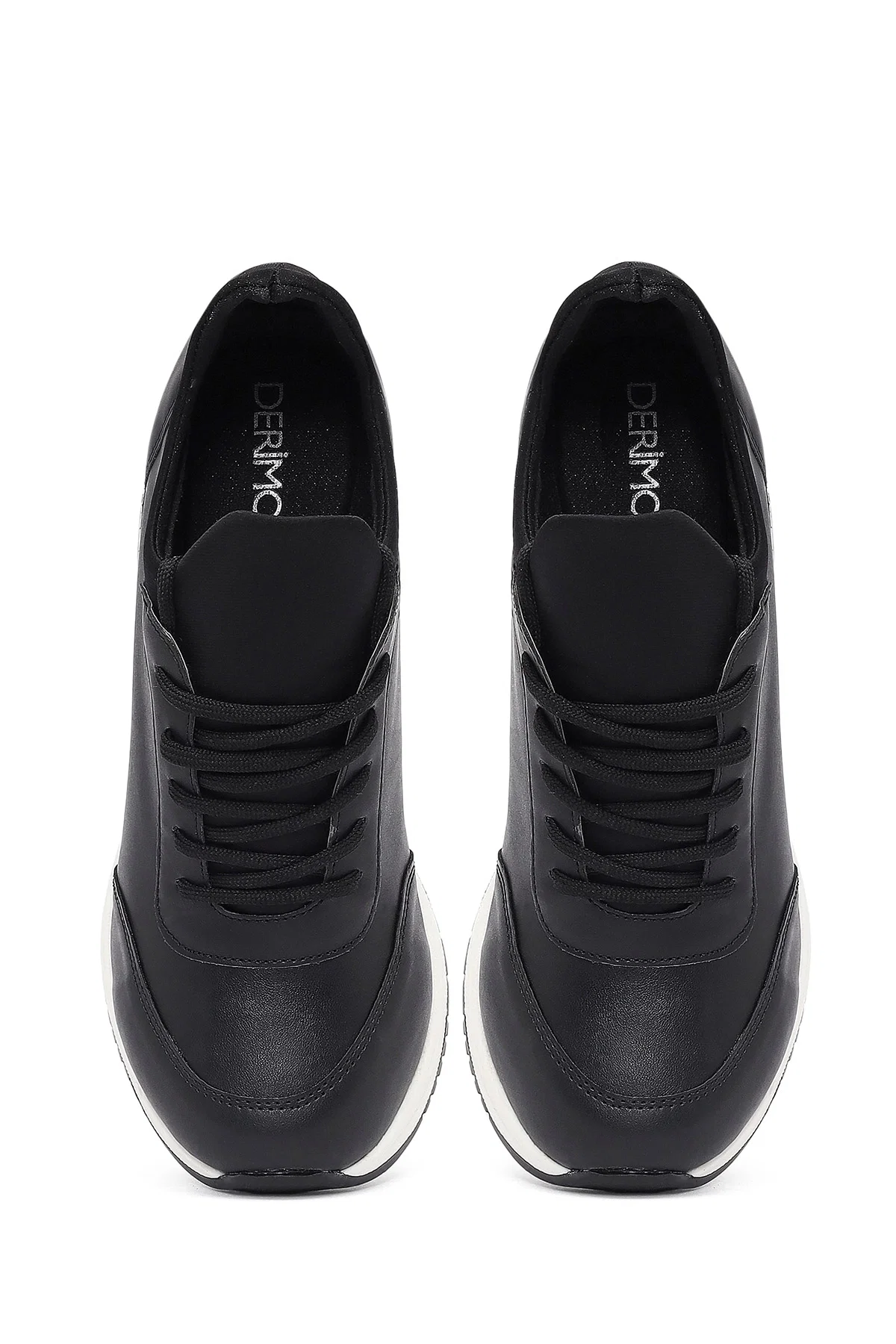 Kadın Siyah Bağcıklı Dolgu Topuklu Sneaker - Image 7