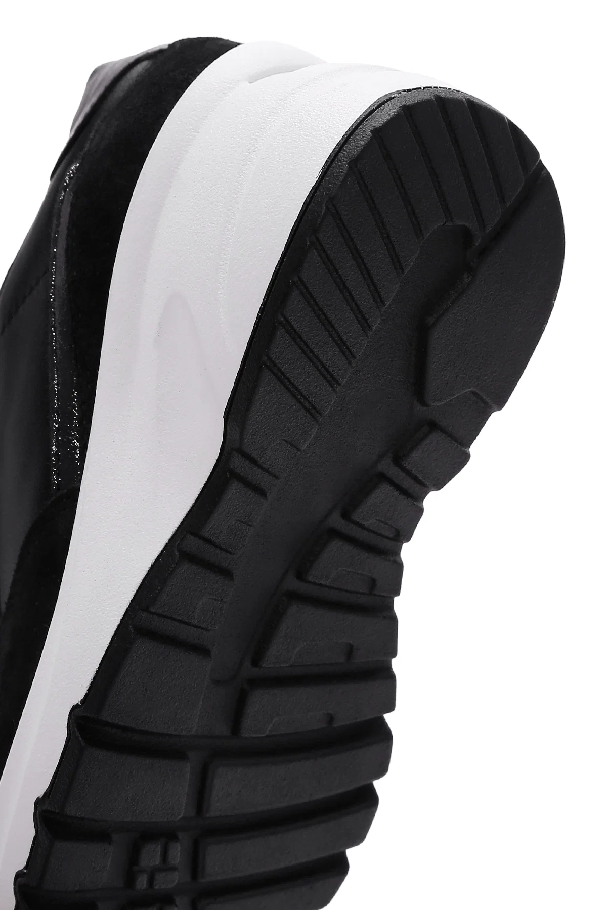 Kadın Siyah Bağcıklı Fermuar Detaylı Dolgu Topuklu Deri Sneaker - Image 8
