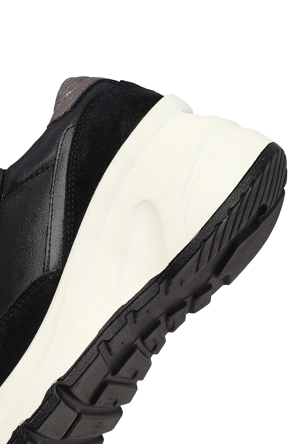 Kadın Siyah Bağcıklı Fermuar Detaylı Dolgu Topuklu Deri Sneaker - Image 8