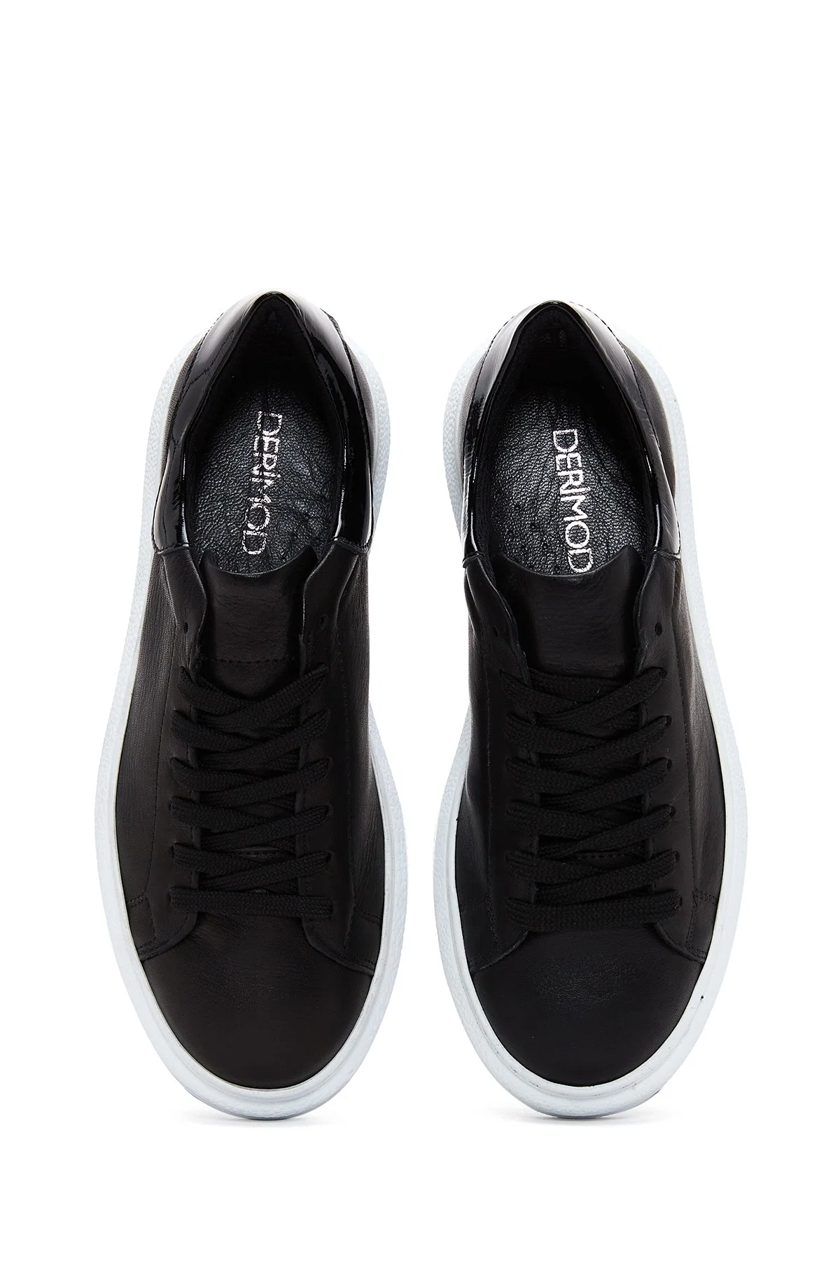 Kadın Siyah Bağcıklı Kalın Taban Deri Sneaker - Image 6