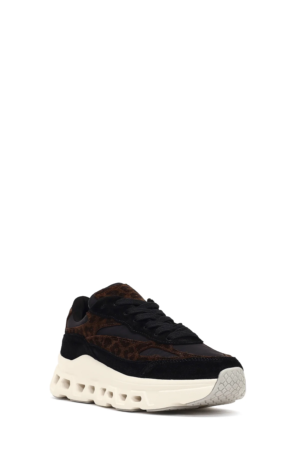 Kadın Siyah Bağcıklı Kalın Tabanlı Deri Sneaker - Image 6