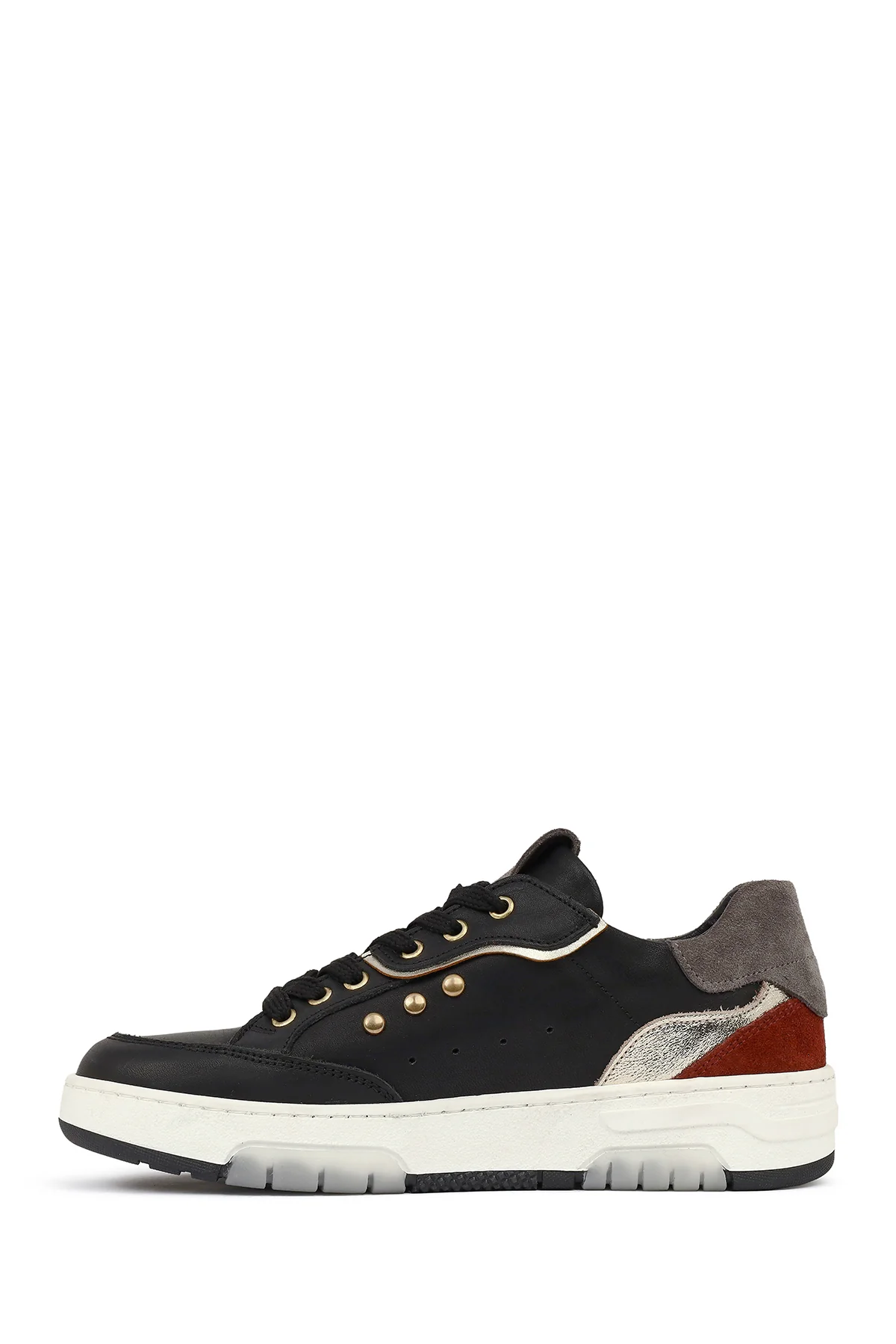Kadın Siyah Bağcıklı Kalın Tabanlı Deri Sneaker - Image 2