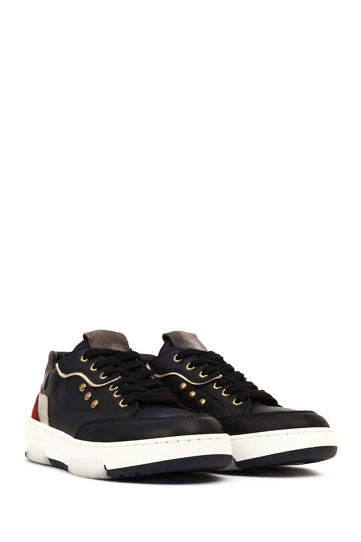 Kadın Siyah Bağcıklı Kalın Tabanlı Deri Sneaker - Image 3