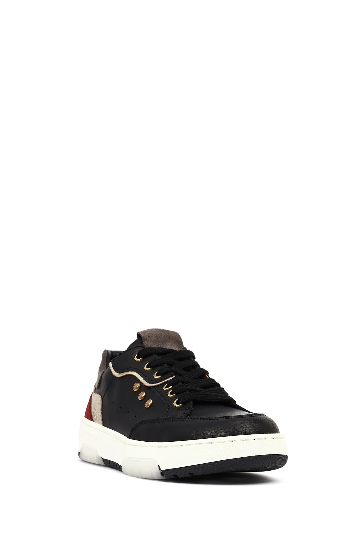 Kadın Siyah Bağcıklı Kalın Tabanlı Deri Sneaker - Image 6