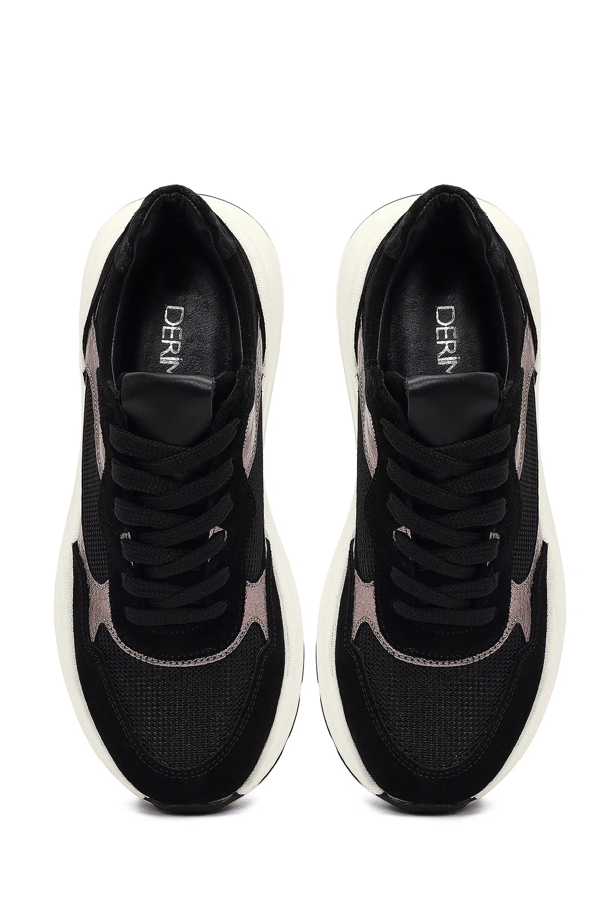 Kadın Siyah Bağcıklı Kalın Tabanlı Deri Sneaker - Image 7