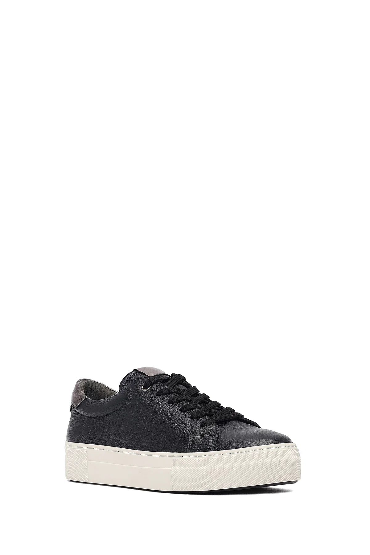 Kadın Siyah Bağcıklı Kalın Tabanlı Deri Sneaker - Image 6