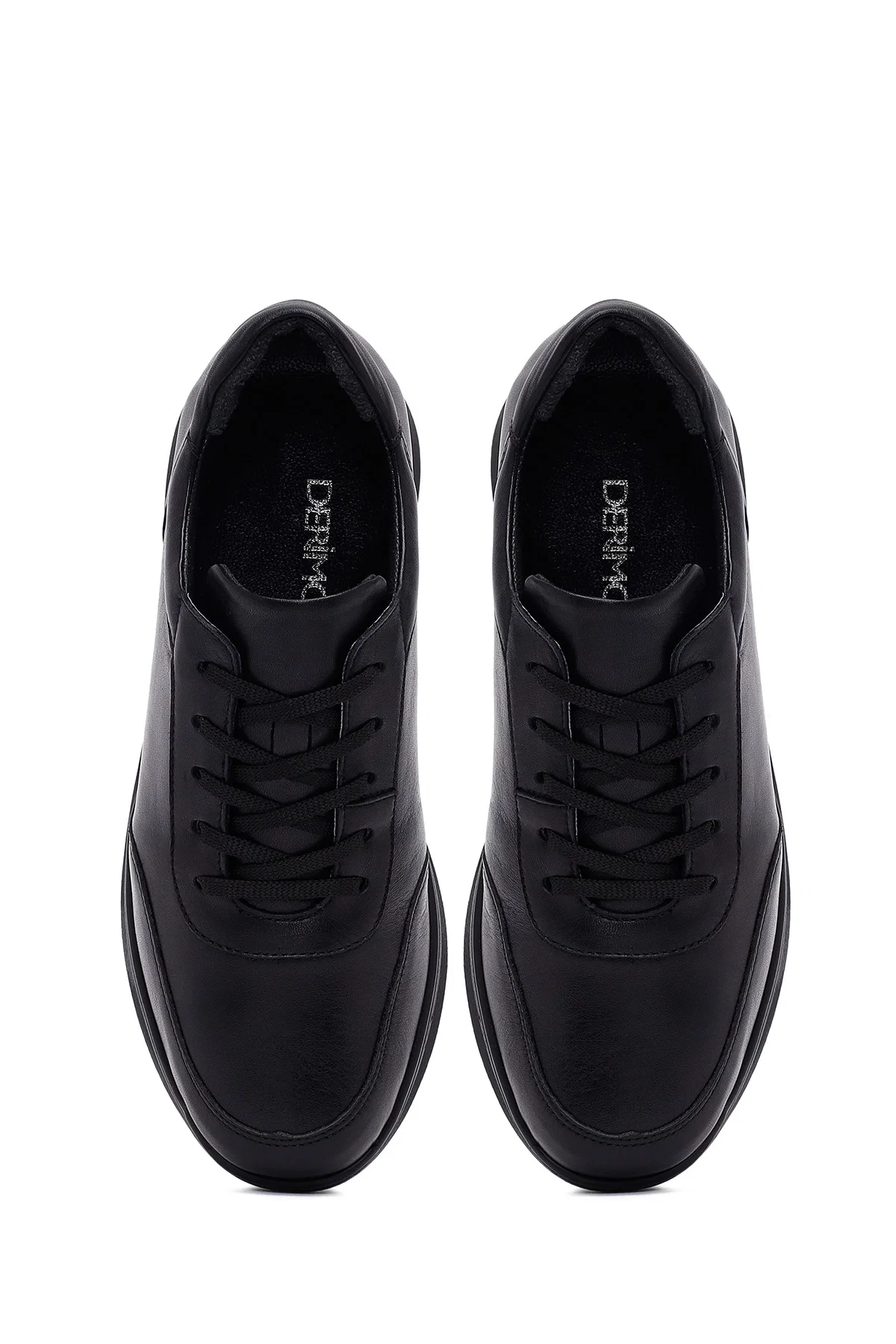 Kadın Siyah Bağcıklı Kalın Tabanlı Deri Sneaker - Image 7