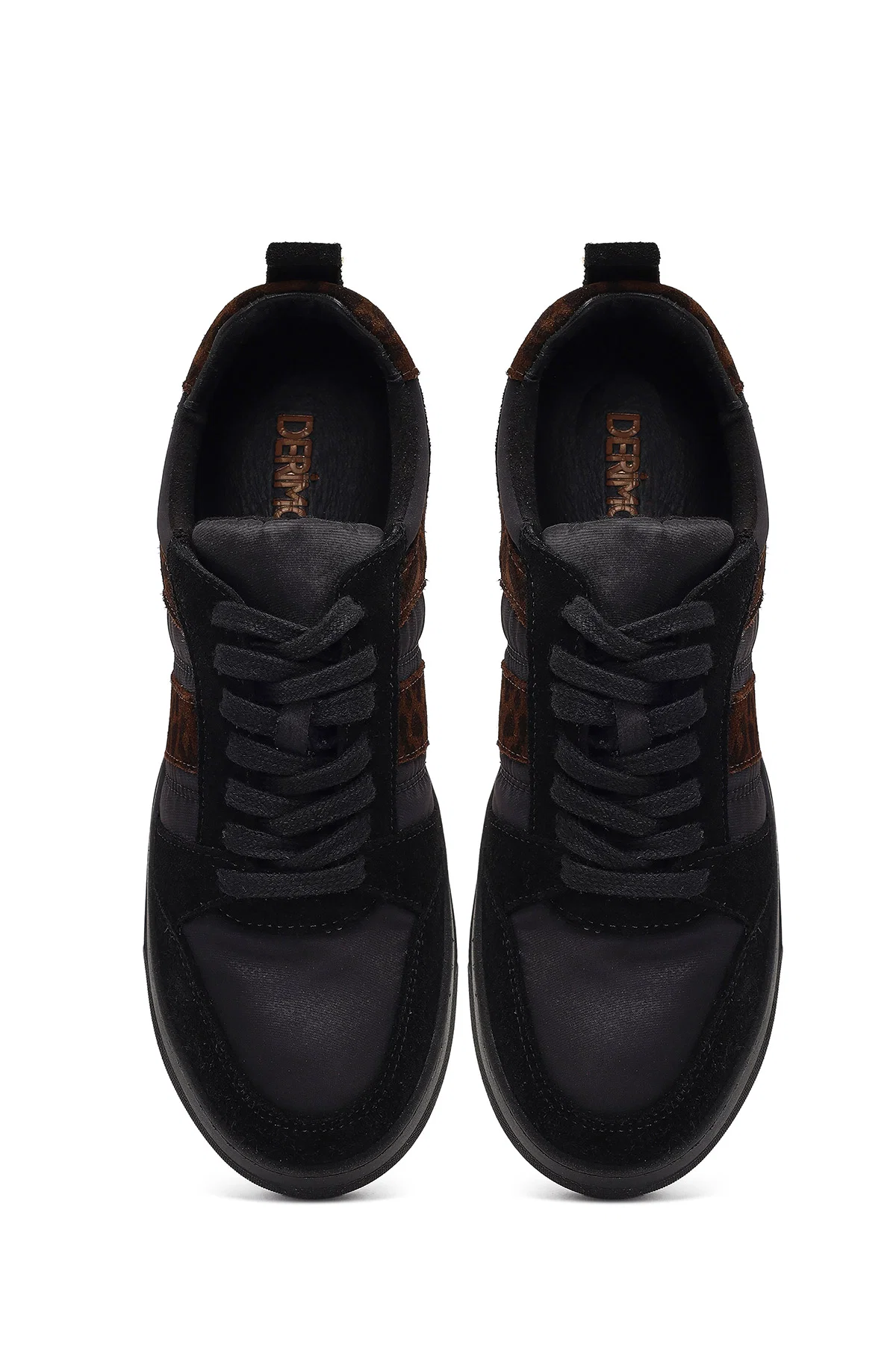 Kadın Siyah Bağcıklı Kalın Tabanlı Desenli Deri Sneaker - Image 7