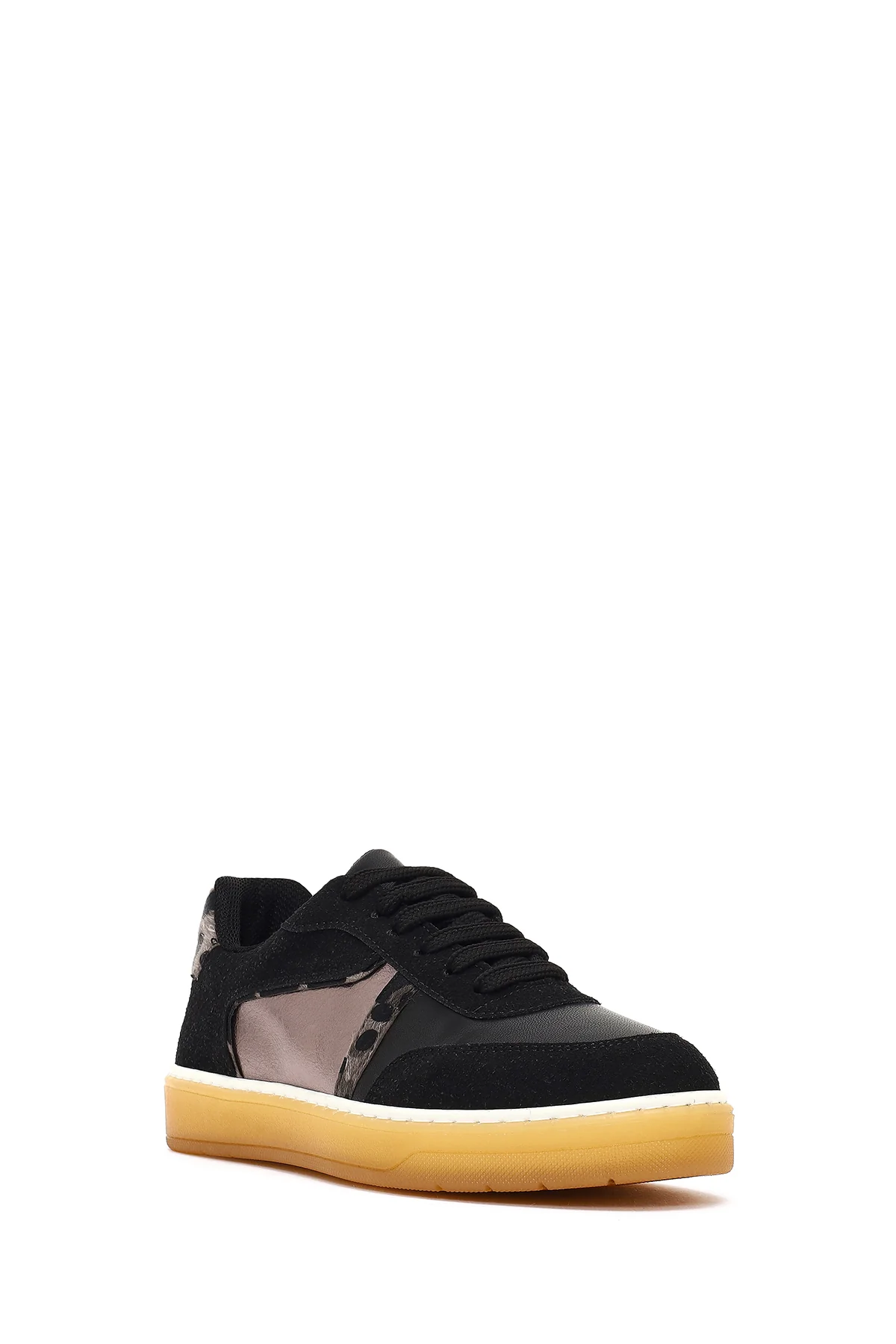 Kadın Siyah Bağcıklı Kalın Tabanlı Desenli Sneaker - Image 6