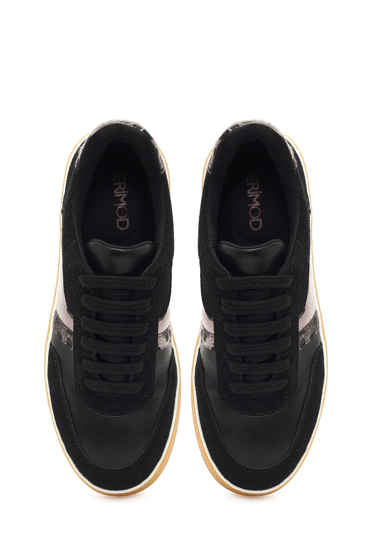 Kadın Siyah Bağcıklı Kalın Tabanlı Desenli Sneaker - Image 7