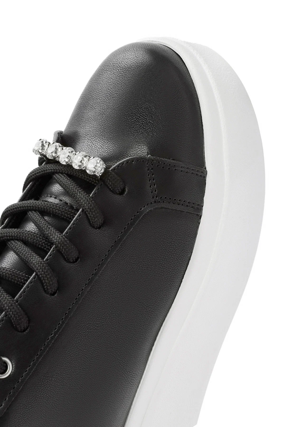 Kadın Siyah Bağcıklı Kalın Tabanlı Sneaker - Image 10