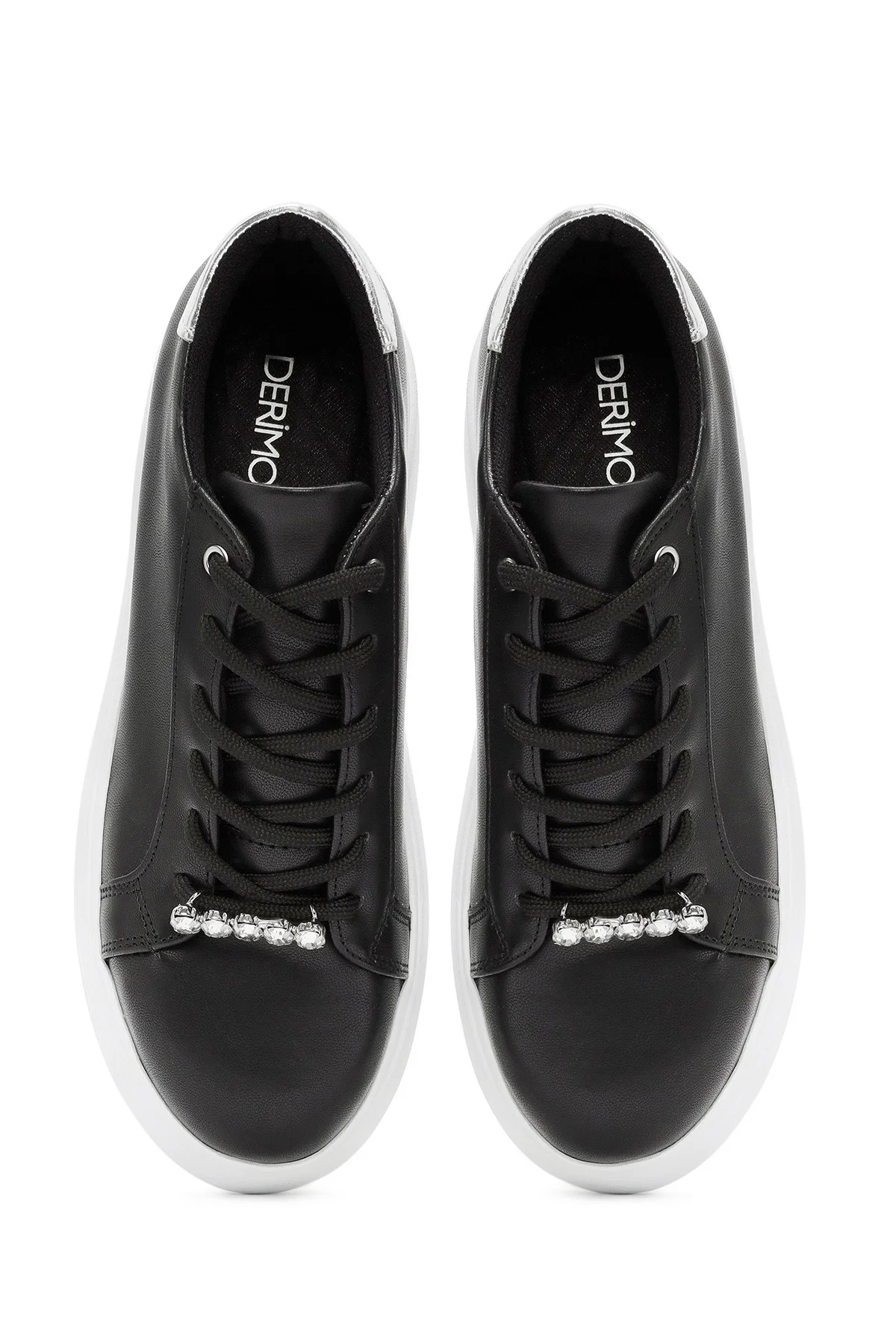 Kadın Siyah Bağcıklı Kalın Tabanlı Sneaker - Image 7