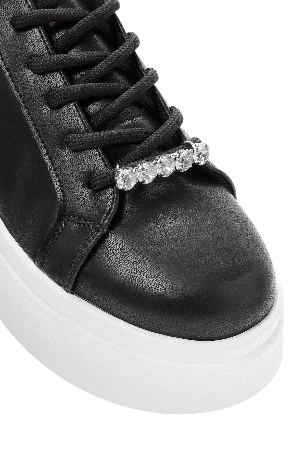 Kadın Siyah Bağcıklı Kalın Tabanlı Sneaker - Image 9