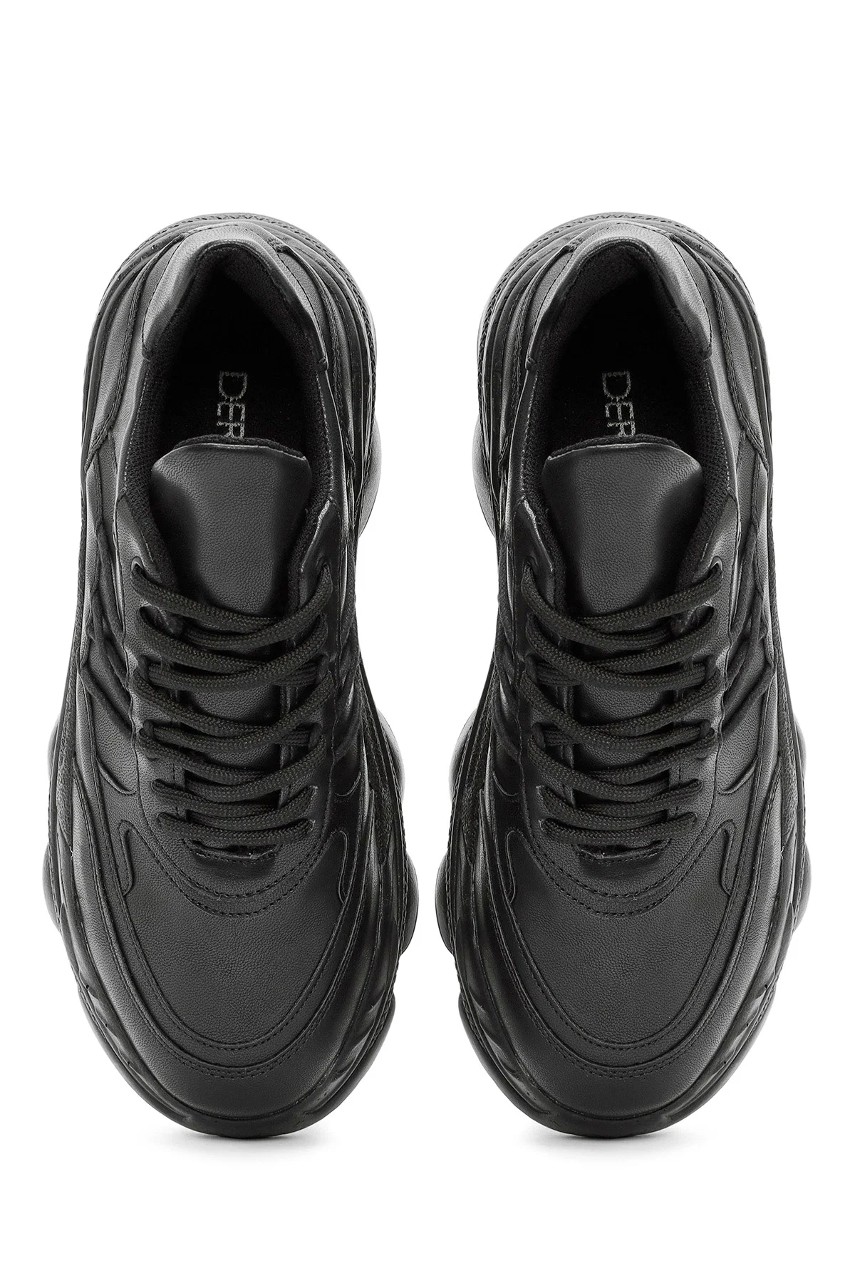 Kadın Siyah Bağcıklı Kalın Tabanlı Sneaker - Image 7