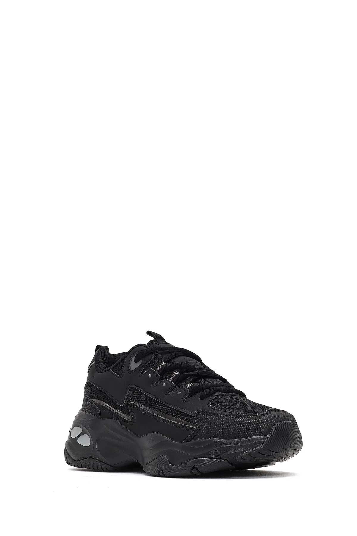 Kadın Siyah Bağcıklı Kalın Tabanlı Sneaker - Image 6