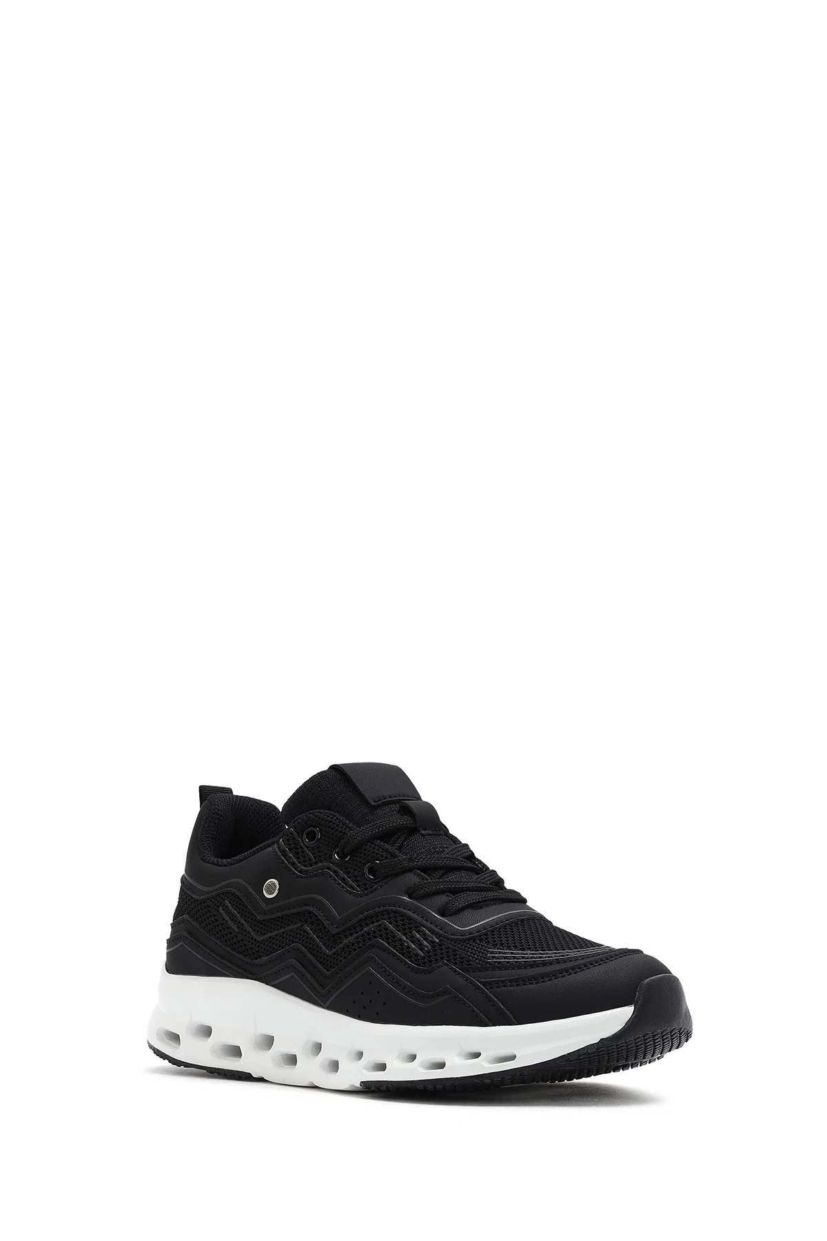 Kadın Siyah Bağcıklı Kalın Tabanlı Sneaker - Image 6