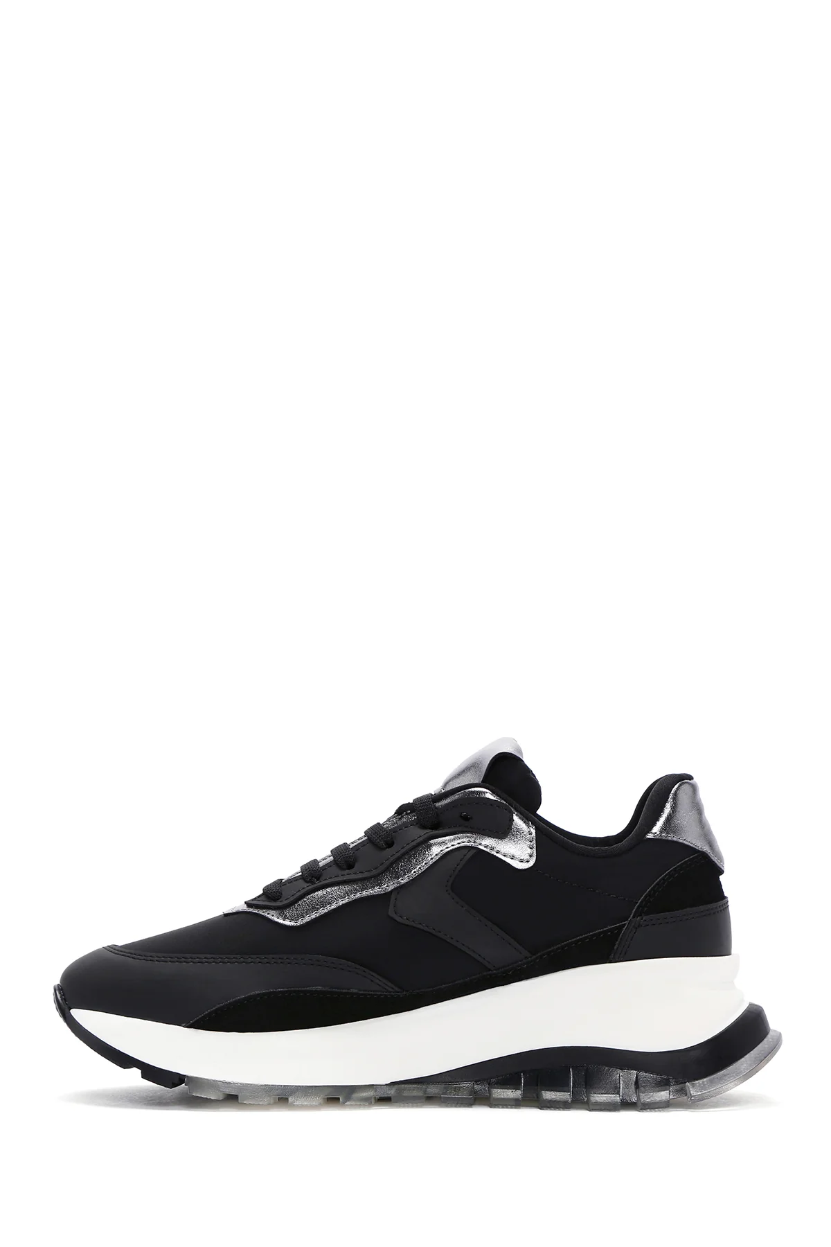 Kadın Siyah Bağcıklı Kalın Tabanlı Spor Sneaker - Image 2