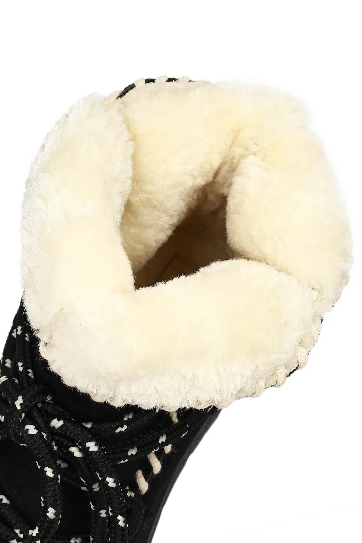 Kadın Siyah Bağcıklı Kalın Tabanlı Süet Teddy Bot - Image 7