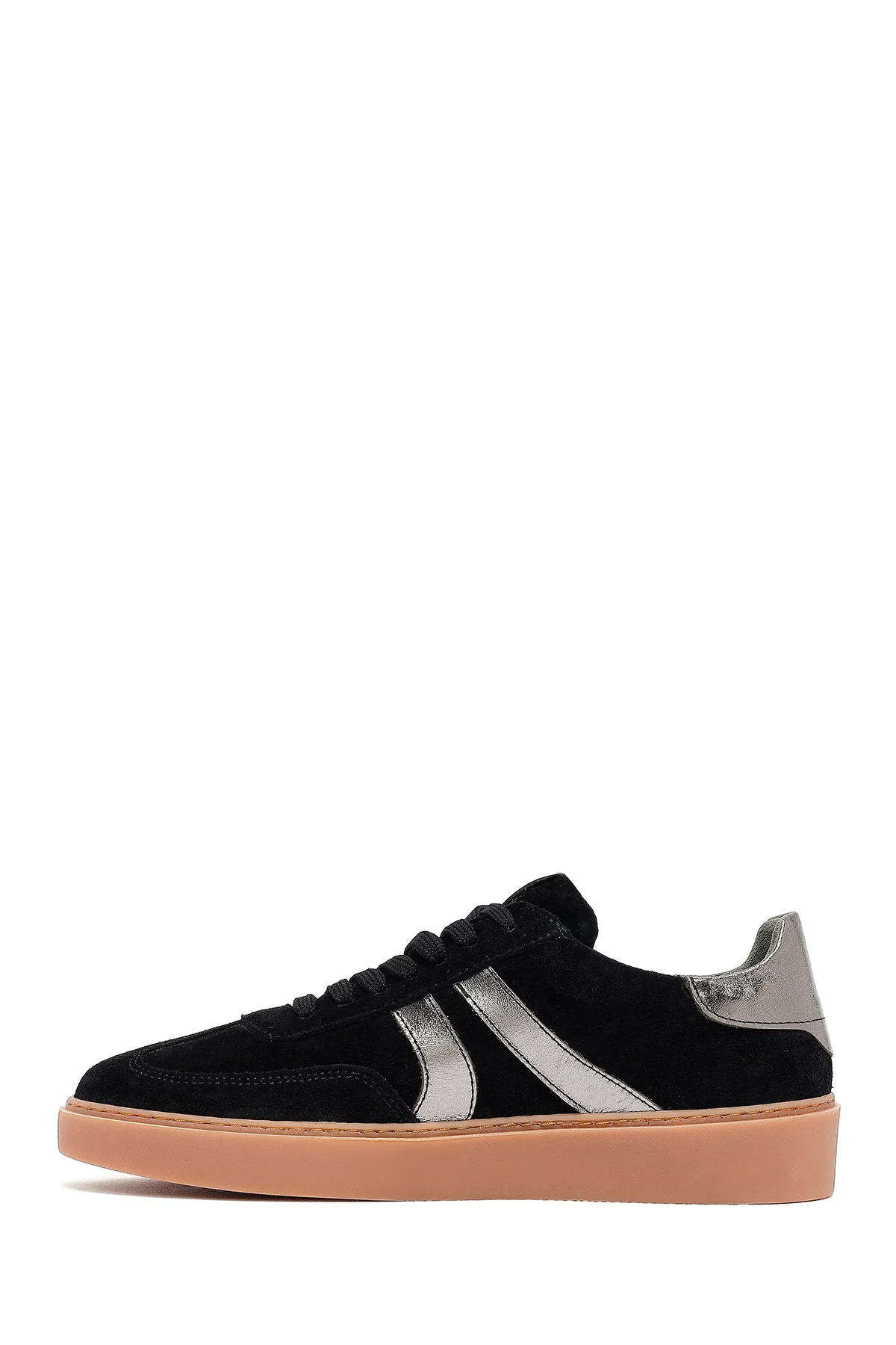 Kadın Siyah Bağcıklı Süet Deri Sneaker - Image 2