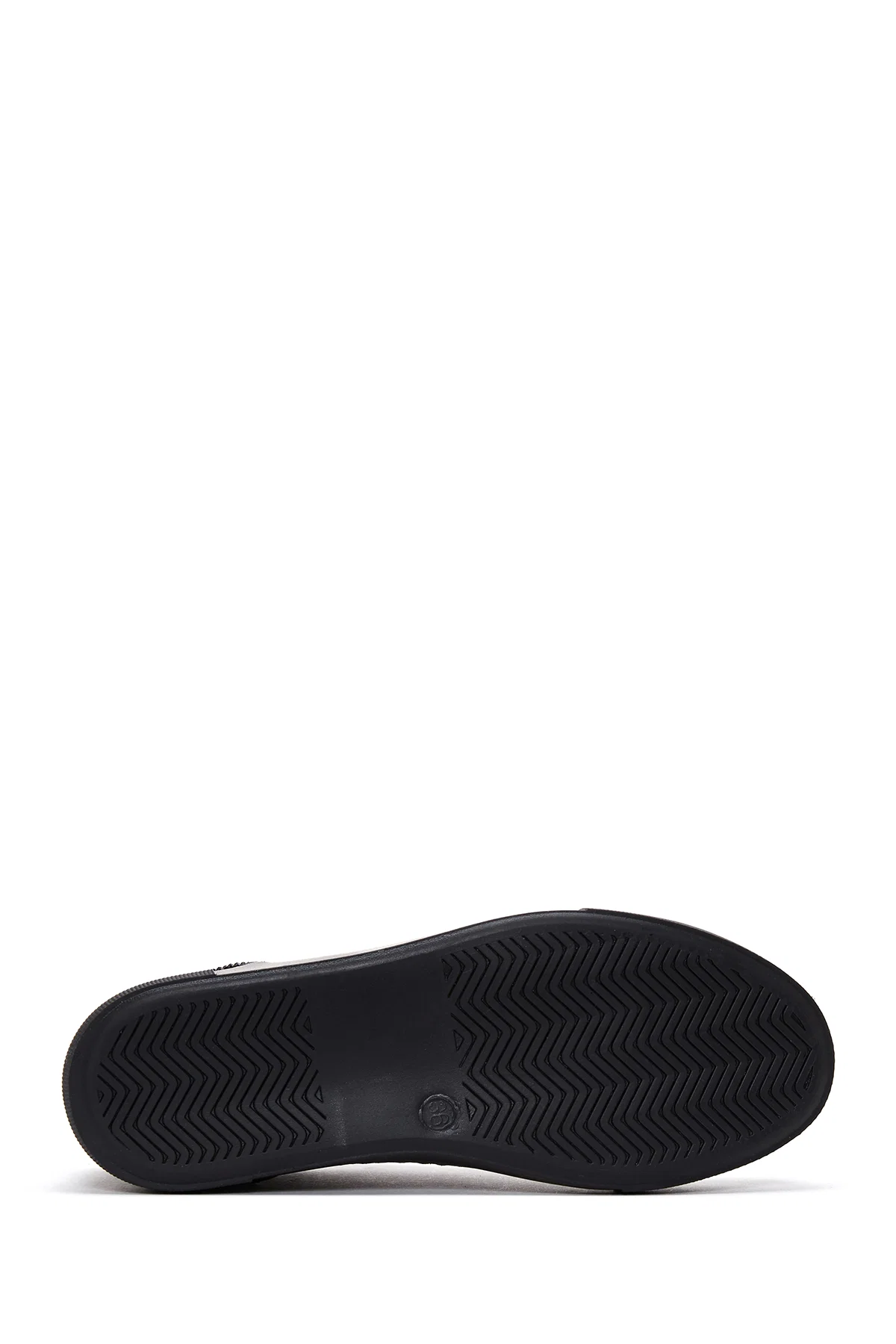 Kadın Siyah Bağcıklı Taş Detaylı Deri Sneaker - Image 4
