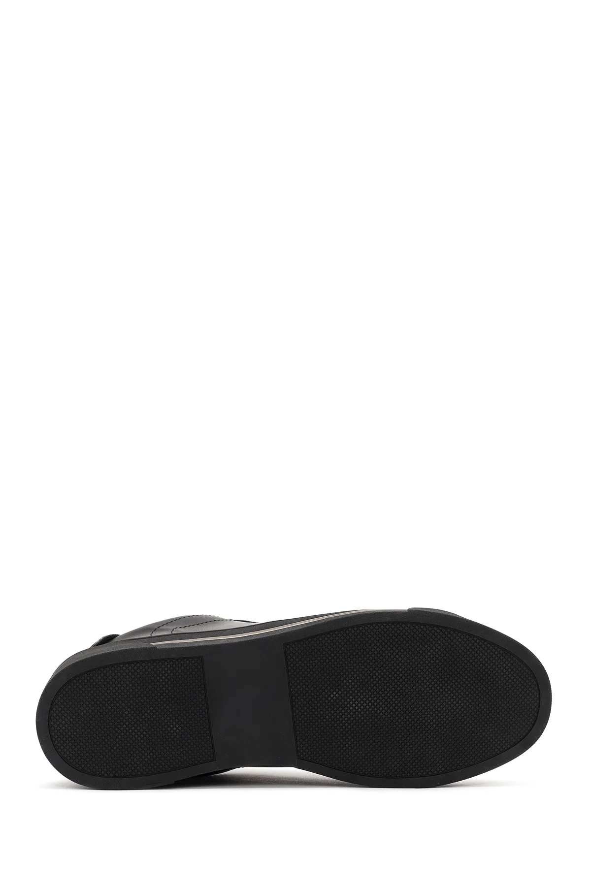 Kadın Siyah Bağcıklı Taş Detaylı Deri Sneaker - Image 4