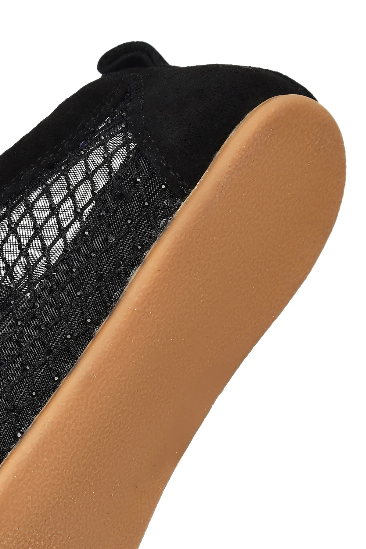 Kadın Siyah Bağcıklı Taşlı Süet Deri Sneaker - Image 8