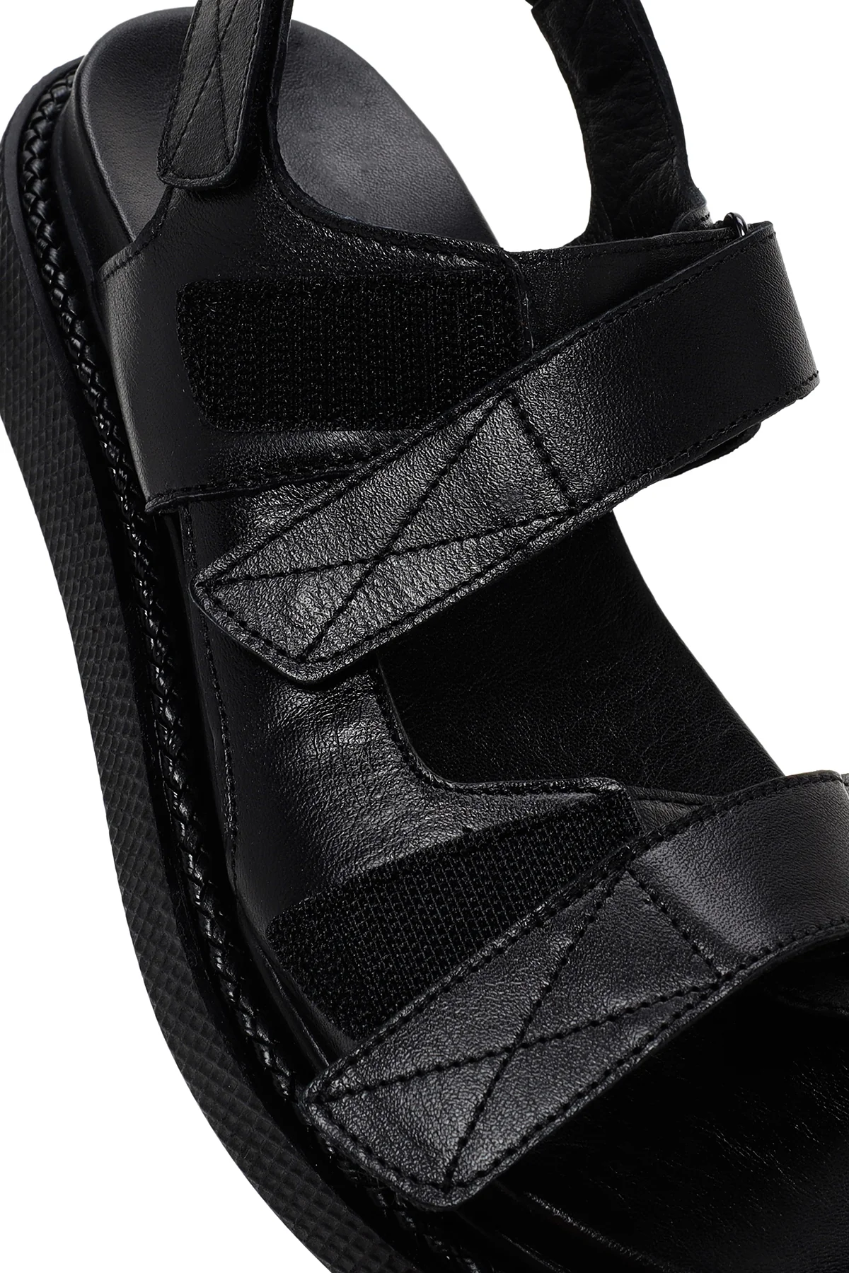 Kadın Siyah Bantlı Deri Comfort Sandalet - Image 11
