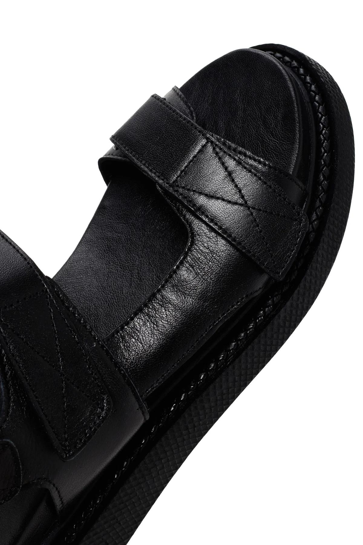 Kadın Siyah Bantlı Deri Comfort Sandalet - Image 12