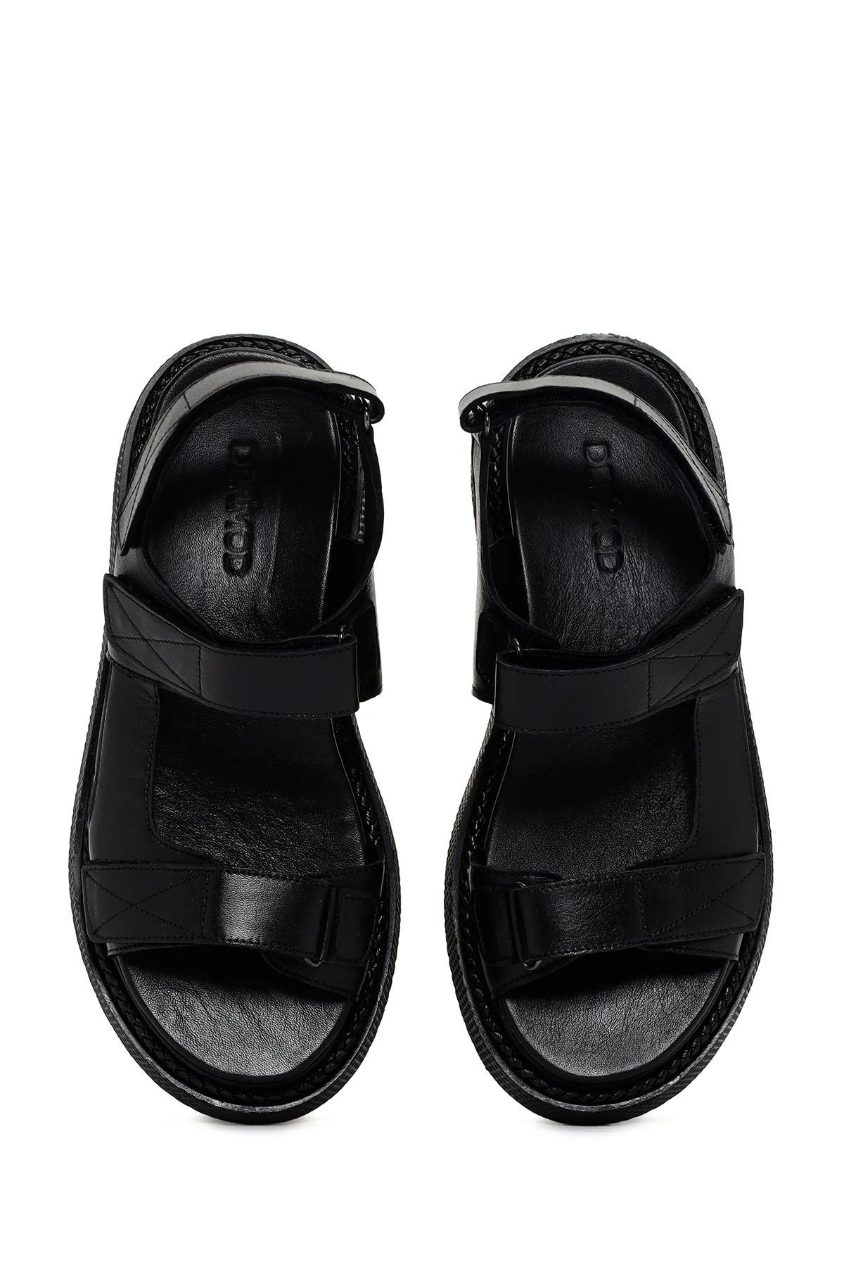 Kadın Siyah Bantlı Deri Comfort Sandalet - Image 7