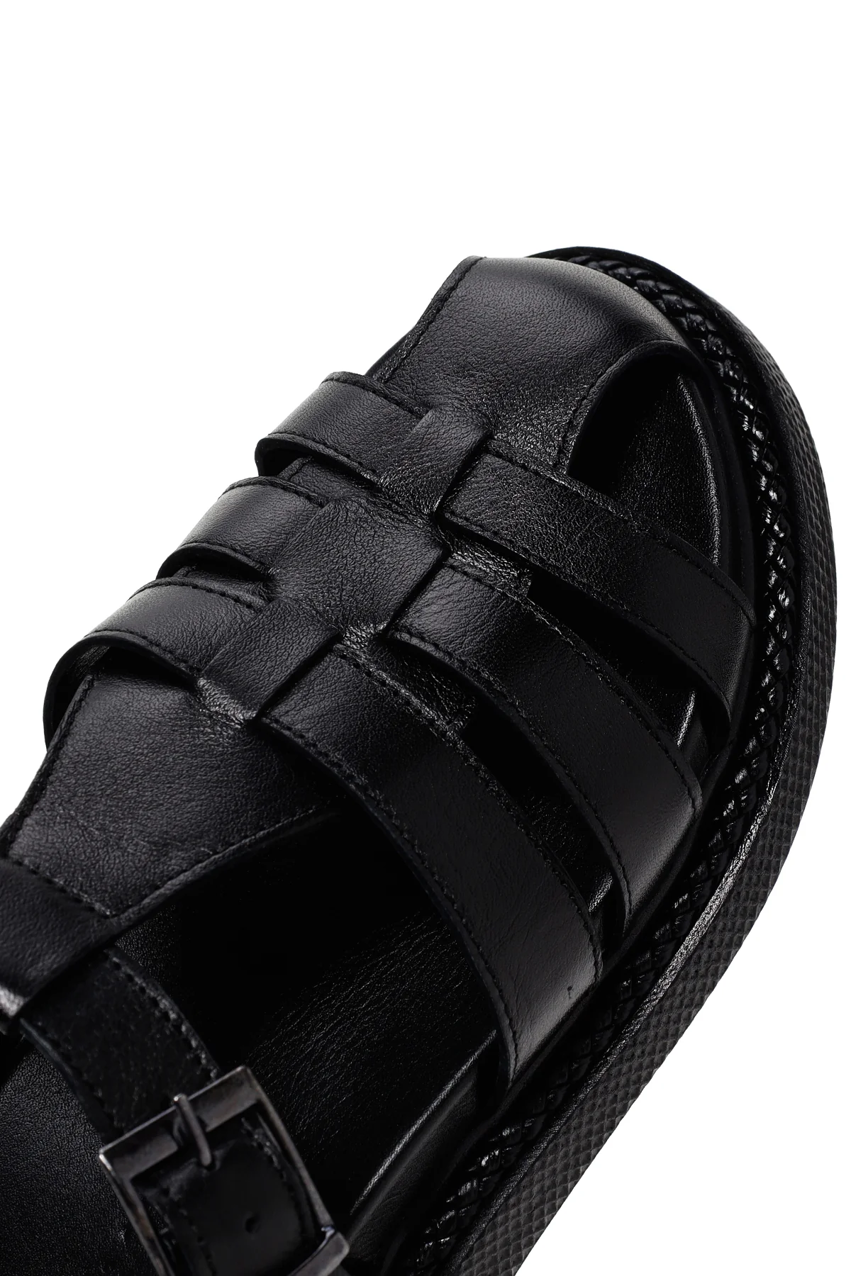 Kadın Siyah Bantlı Deri Comfort Sandalet - Image 12
