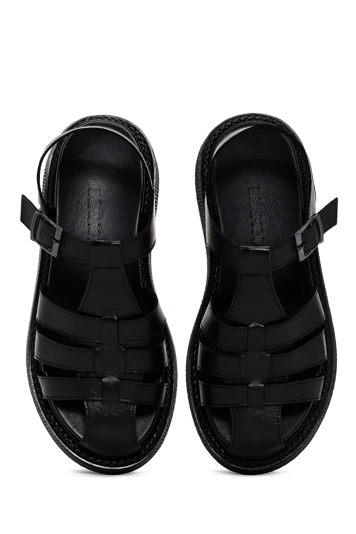 Kadın Siyah Bantlı Deri Comfort Sandalet - Image 7