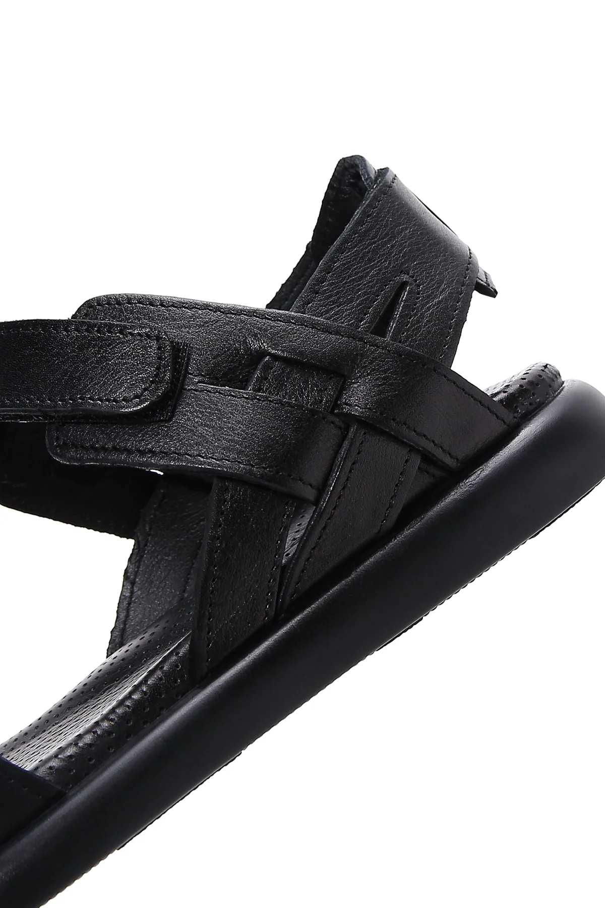 Kadın Siyah Bantlı Deri Comfort Sandalet - Image 7