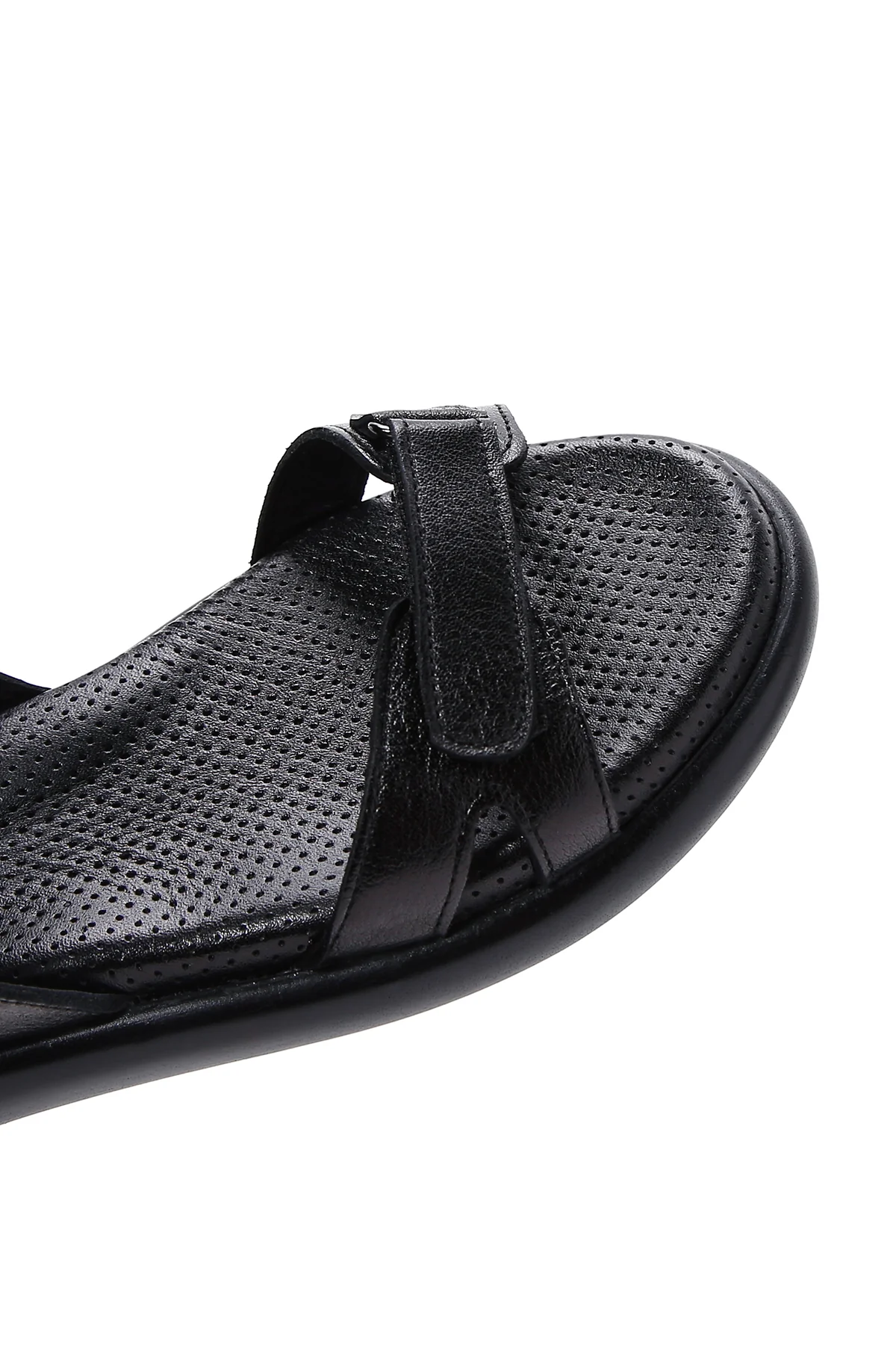 Kadın Siyah Bantlı Deri Comfort Sandalet - Image 8