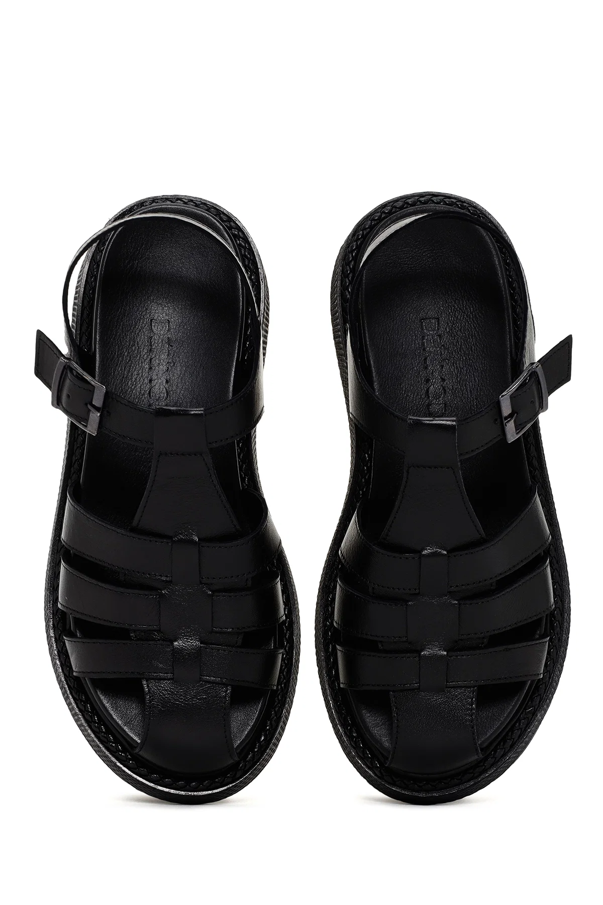 Kadın Siyah Bantlı Deri Comfort Sandalet - Image 7