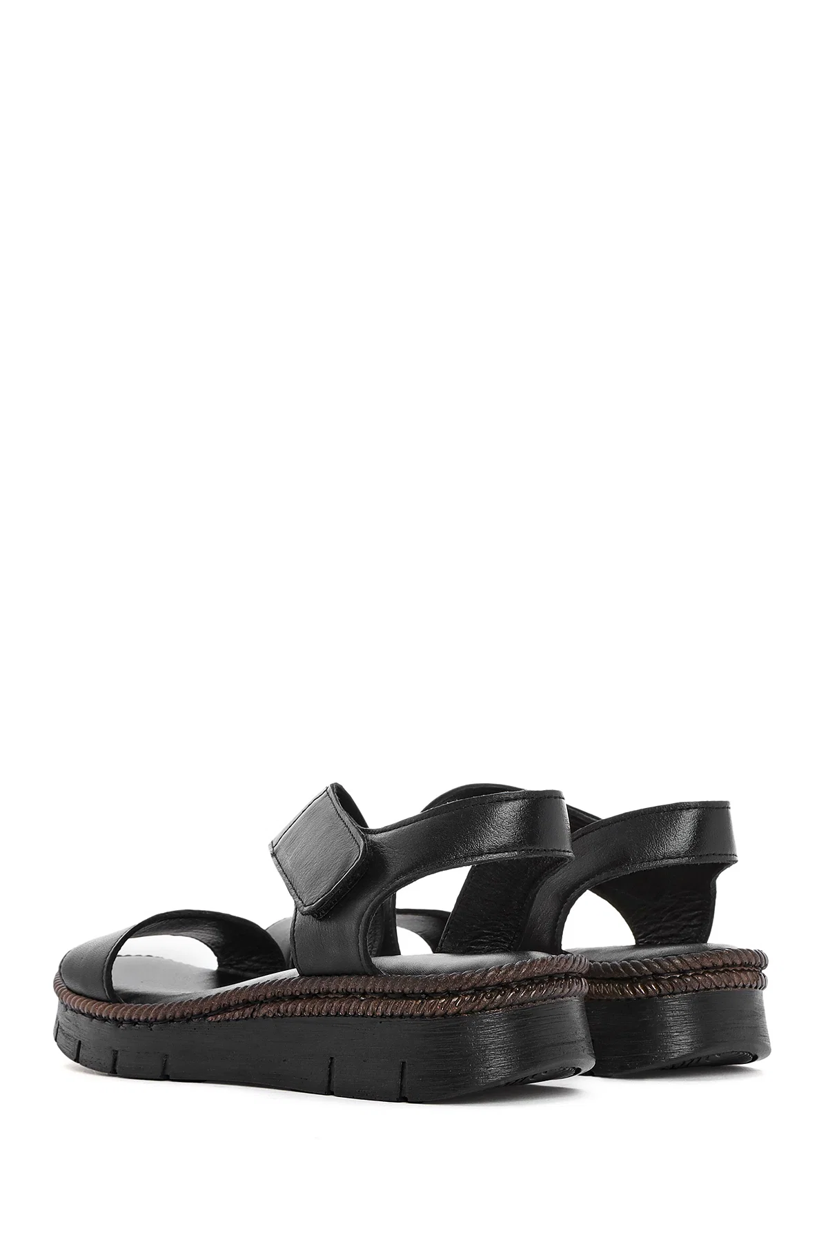 Kadın Siyah Bantlı Deri Comfort Sandalet - Image 5