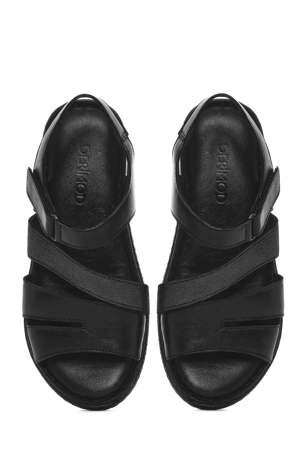 Kadın Siyah Bantlı Deri Comfort Sandalet - Image 7