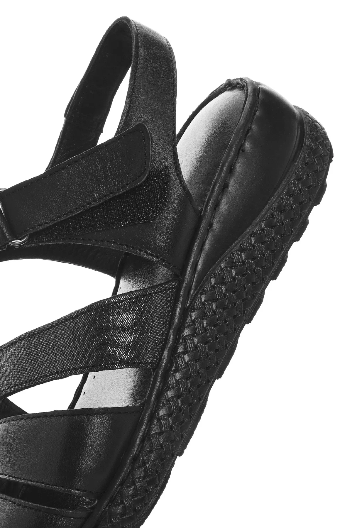 Kadın Siyah Bantlı Deri Comfort Sandalet - Image 9