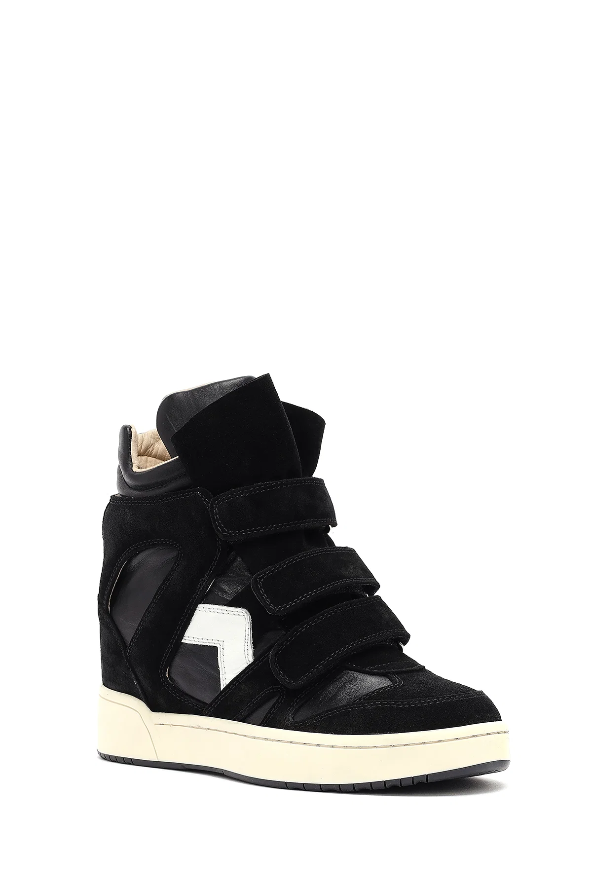 Kadın Siyah Bantlı Dolgu Topuklu Deri Sneaker - Image 6