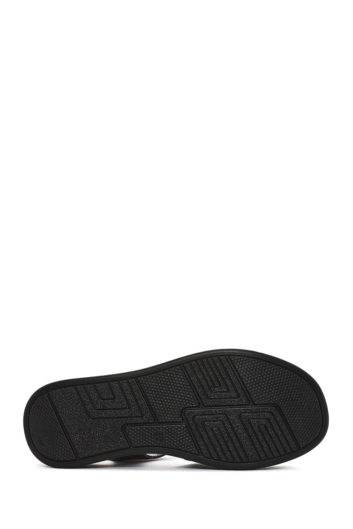 Kadın Siyah Bantlı Kalın Tabanlı Deri Comfort Sandalet - Image 4