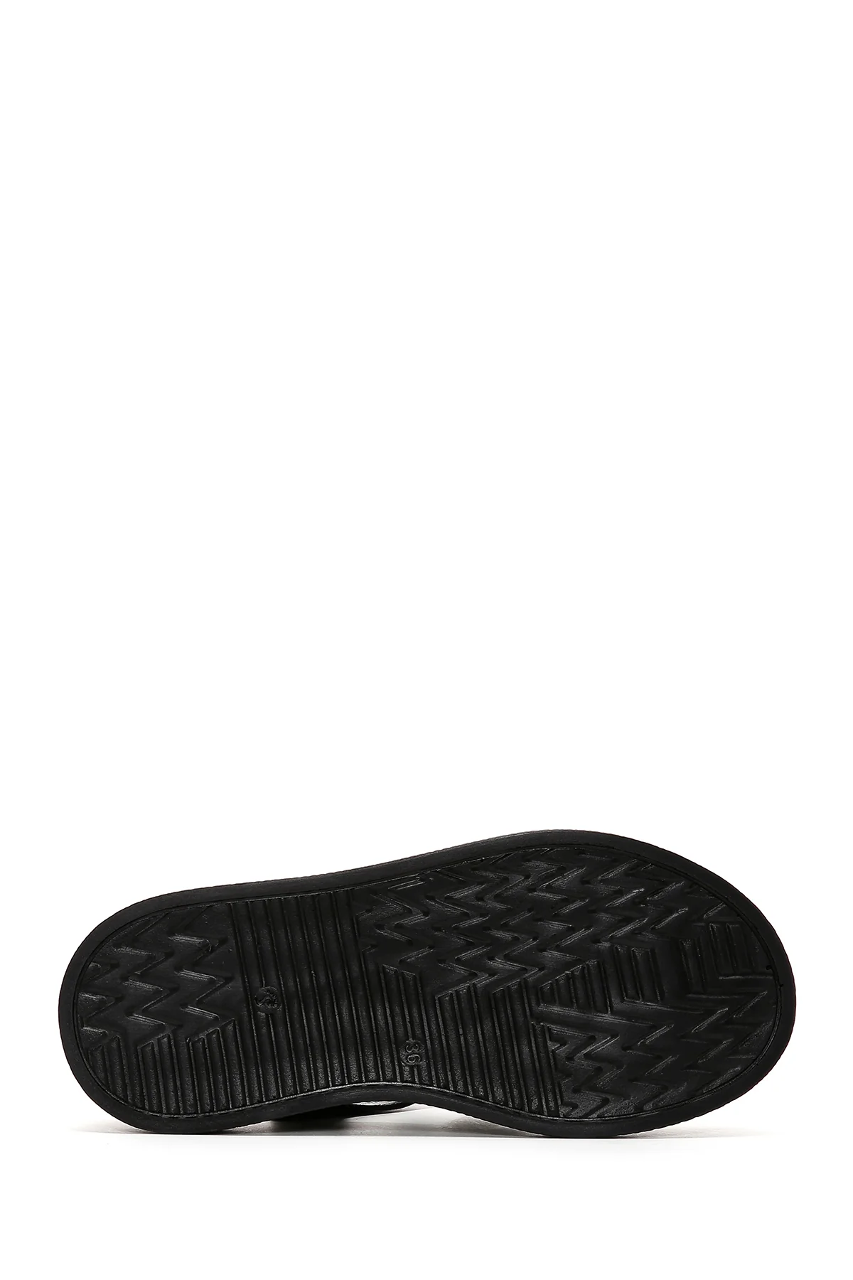 Kadın Siyah Bilekten Bantlı Deri Comfort Sandalet - Image 4