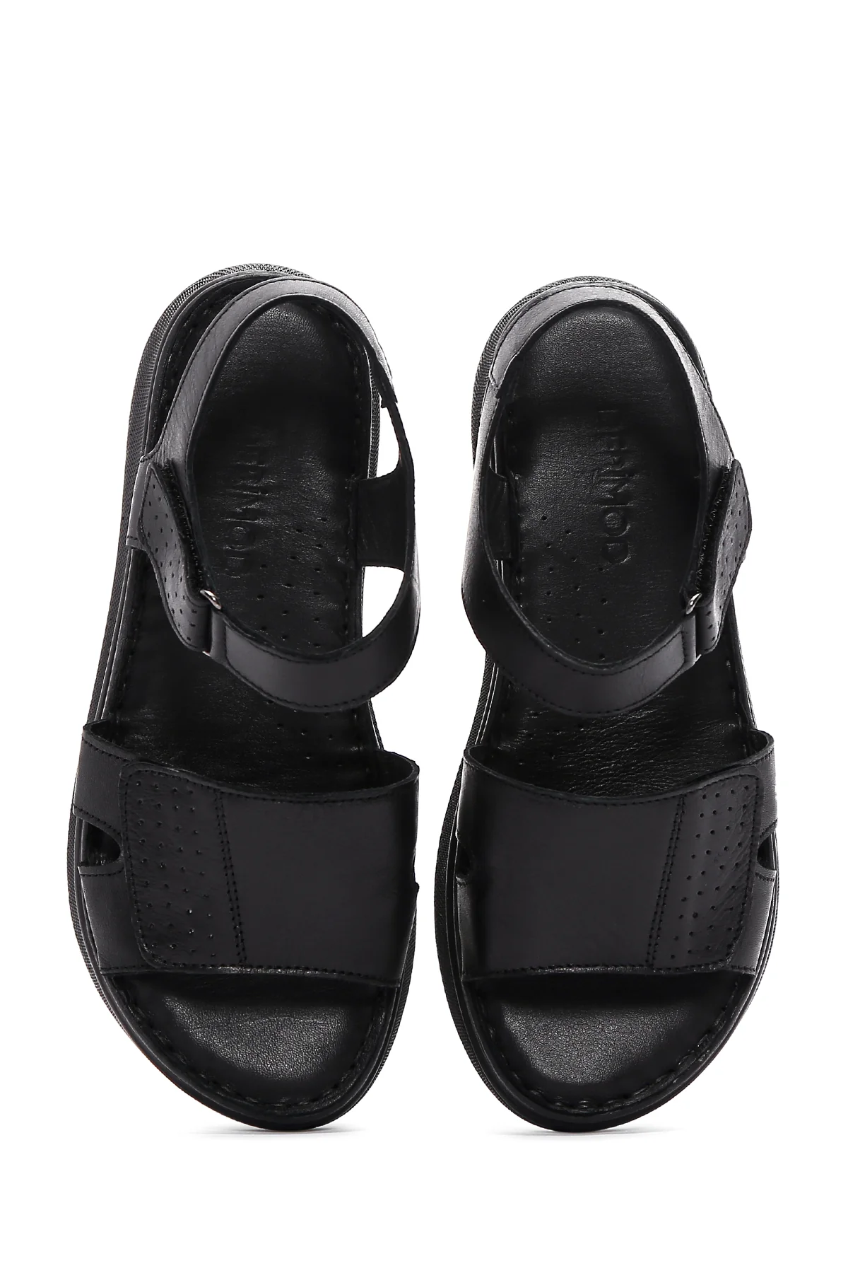 Kadın Siyah Bilekten Bantlı Deri Comfort Sandalet - Image 6
