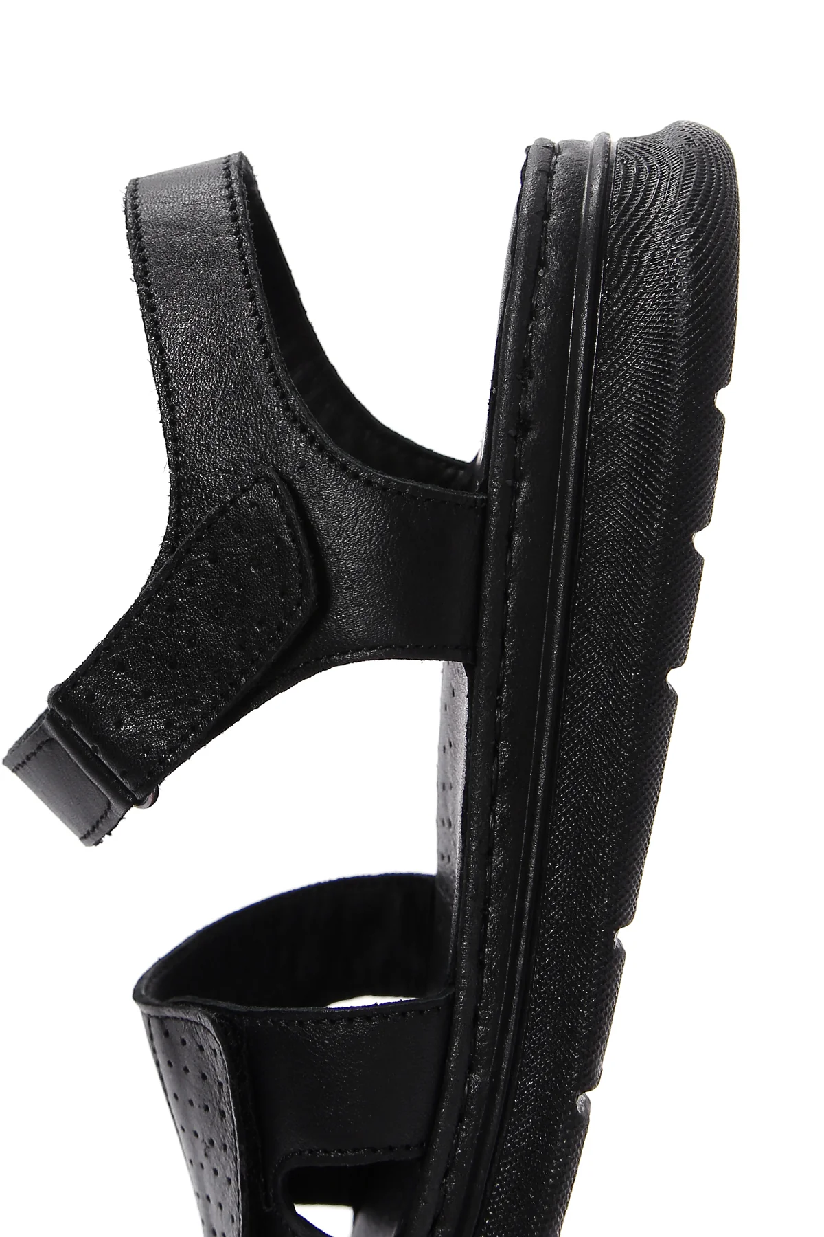 Kadın Siyah Bilekten Bantlı Deri Comfort Sandalet - Image 8