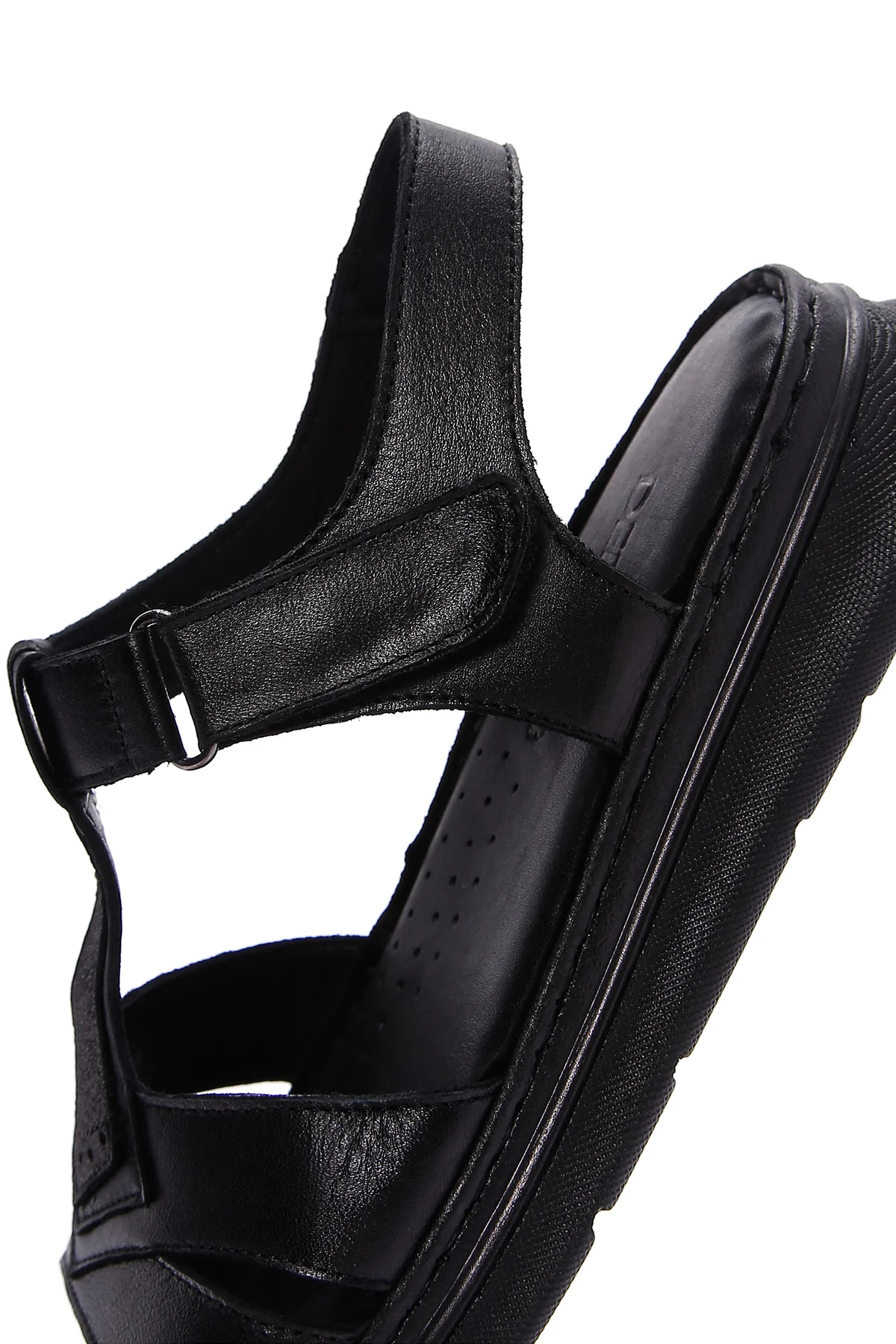Kadın Siyah Bilekten Bantlı Deri Comfort Sandalet - Image 7