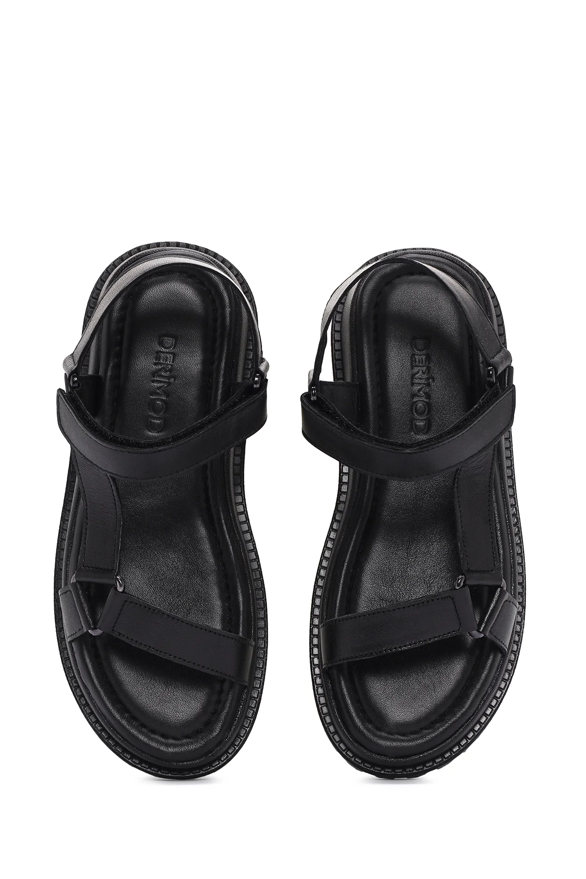Kadın Siyah Bilekten Bantlı Deri Comfort Sandalet - Image 7