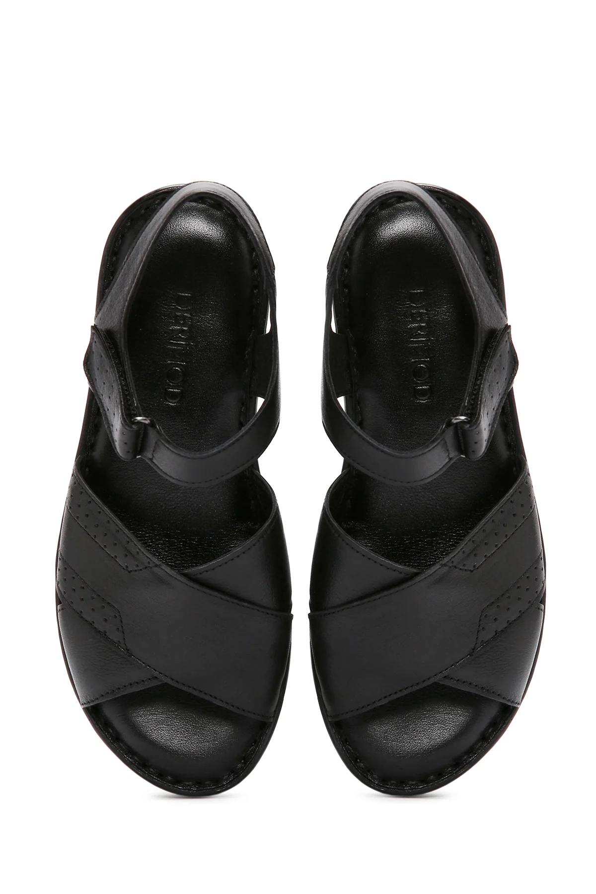 Kadın Siyah Bilekten Bantlı Deri Comfort Sandalet - Image 7